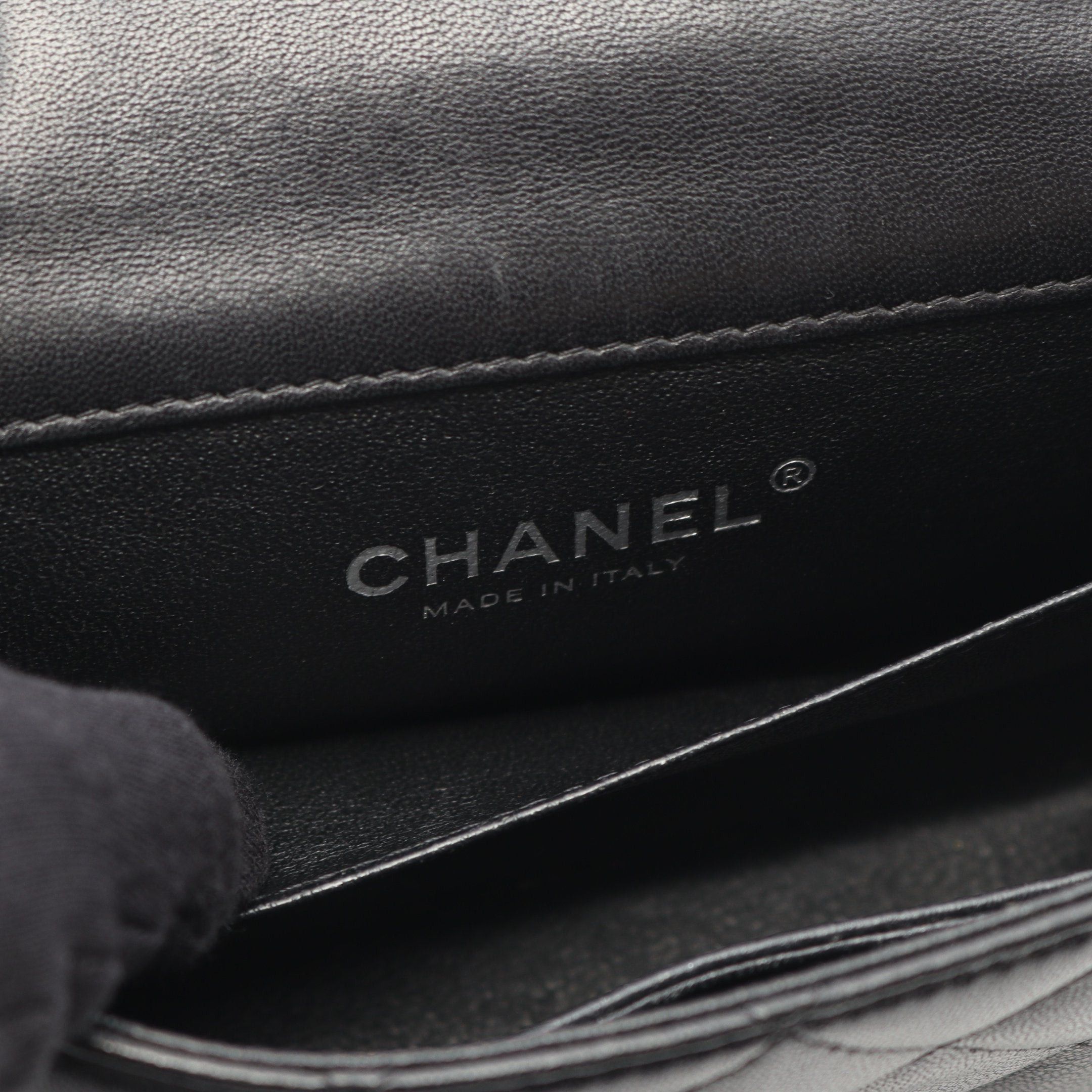 Chanel Chanel Mini Matelasse Chain Shoulder Bag Lambskin Black Silver Hardware Size ONE SIZE - 4 Thumbnail