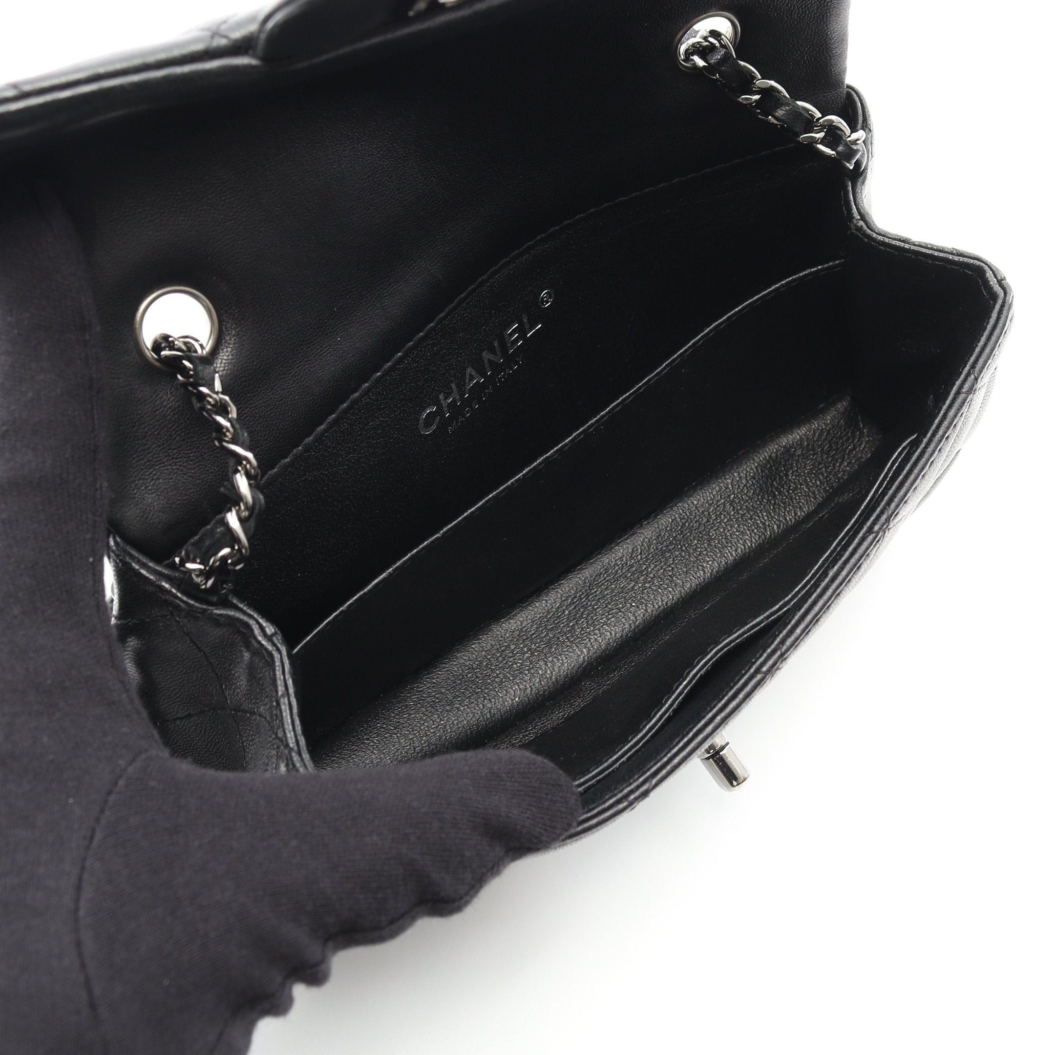 Chanel Chanel Mini Matelasse Chain Shoulder Bag Lambskin Black Silver Hardware Size ONE SIZE - 3 Thumbnail