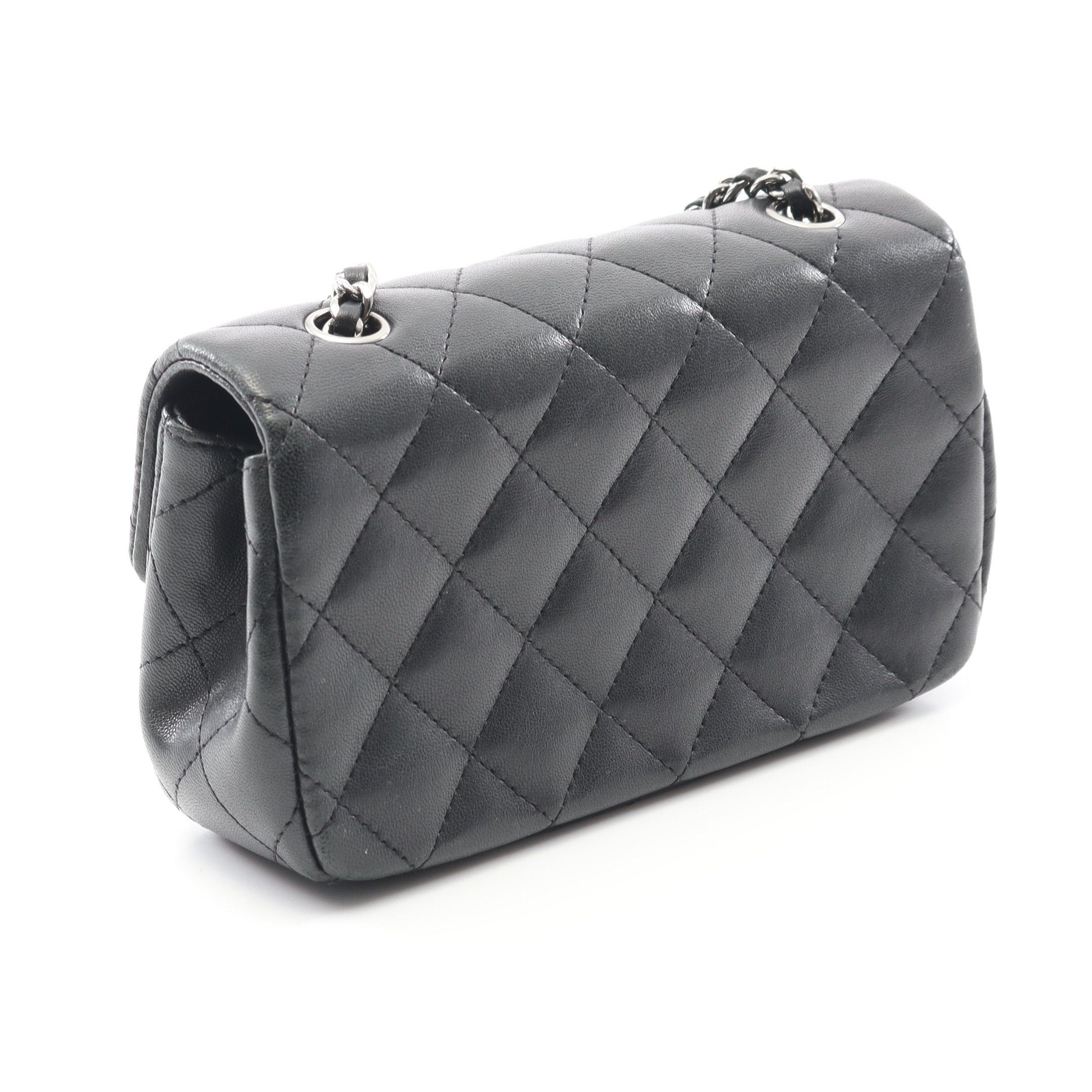 Chanel Chanel Mini Matelasse Chain Shoulder Bag Lambskin Black Silver Hardware Size ONE SIZE - 2 Thumbnail
