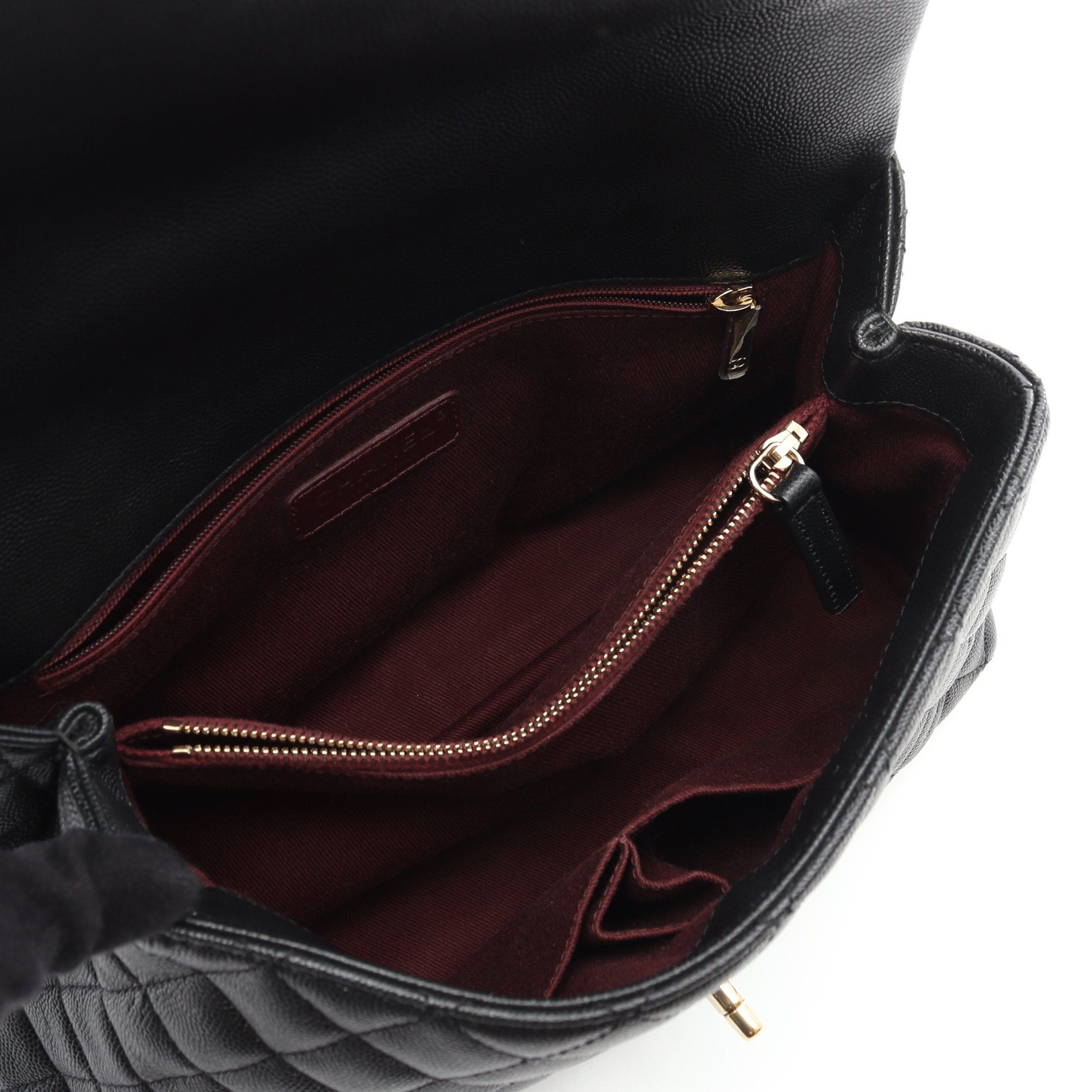 Chanel Chanel Coco Handle 29 Top Flap Bag Matelasse Handbag Caviar Skin Black Gold Hardware Size ONE SIZE - 3 Thumbnail