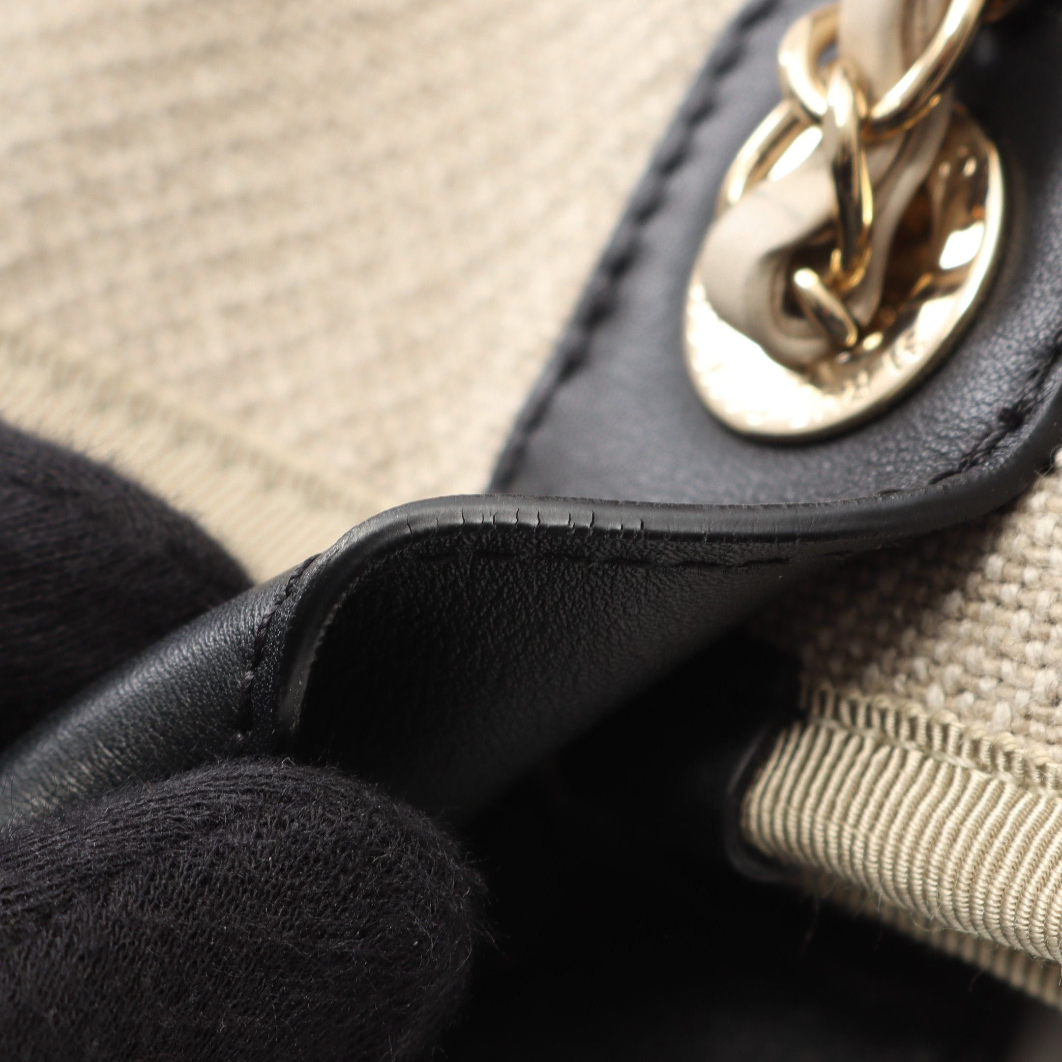 Chanel Chanel Deauville Small Chain Shoulder Bag Tote Canvas Leather Beige Black Gold Hardware Size ONE SIZE - 10 Thumbnail
