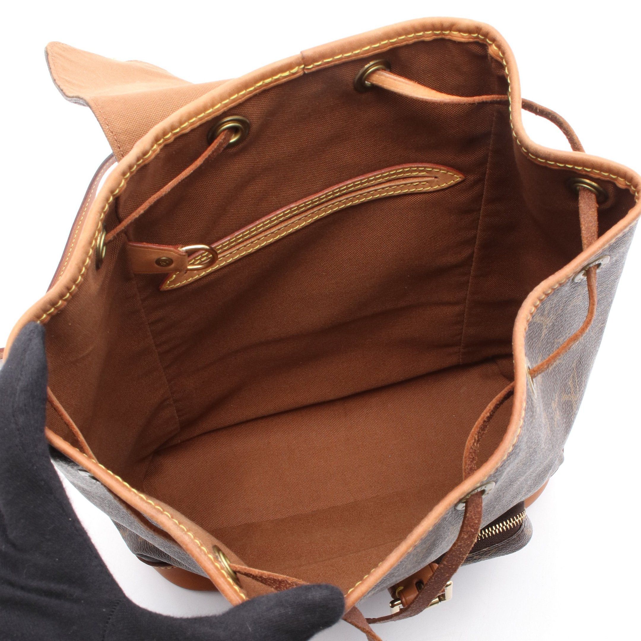 Louis Vuitton Louis Vuitton Montsouris Mm Monogram Backpack Rucksack Leather Brown Size ONE SIZE - 3 Thumbnail