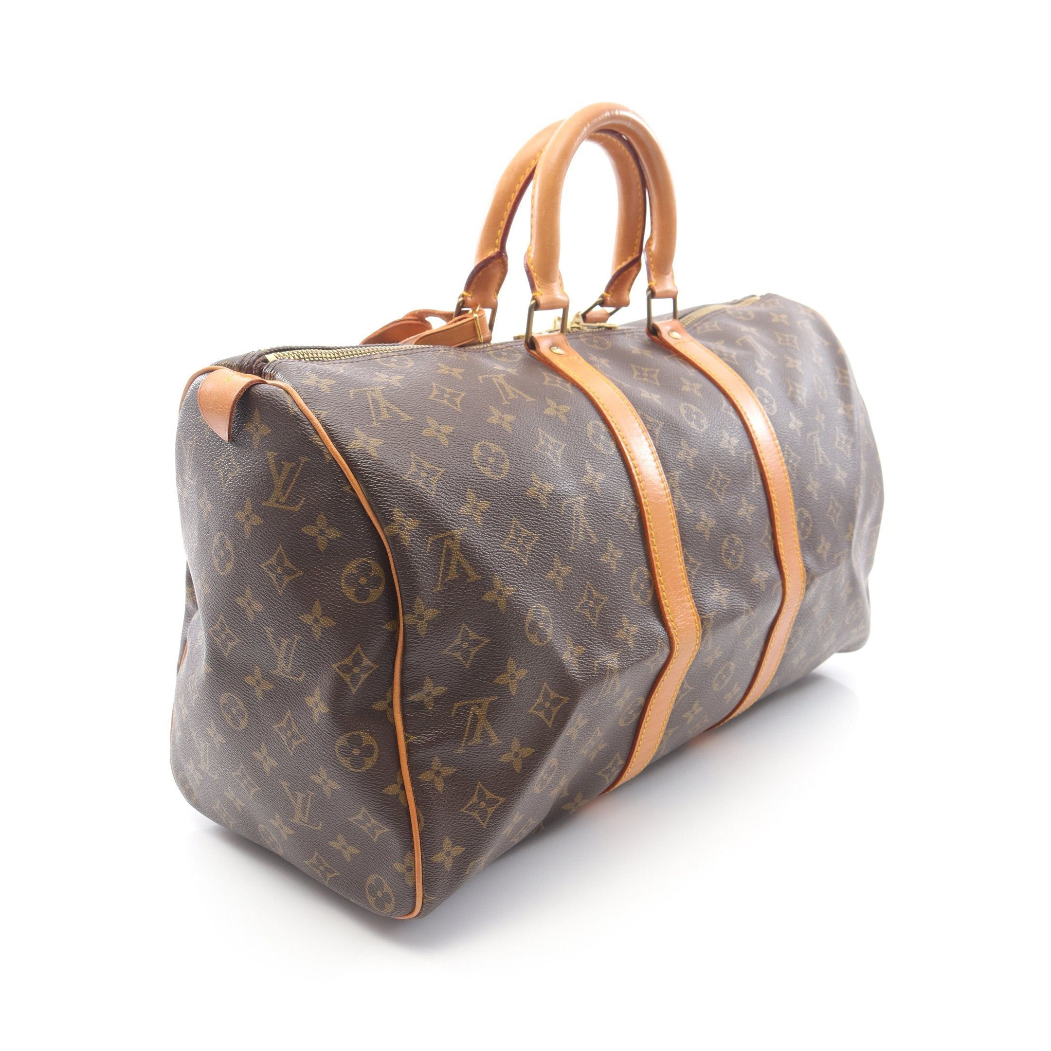 Louis Vuitton Louis Vuitton Keepall 45 Monogram Boston Bag Leather Brown Size ONE SIZE - 2 Thumbnail