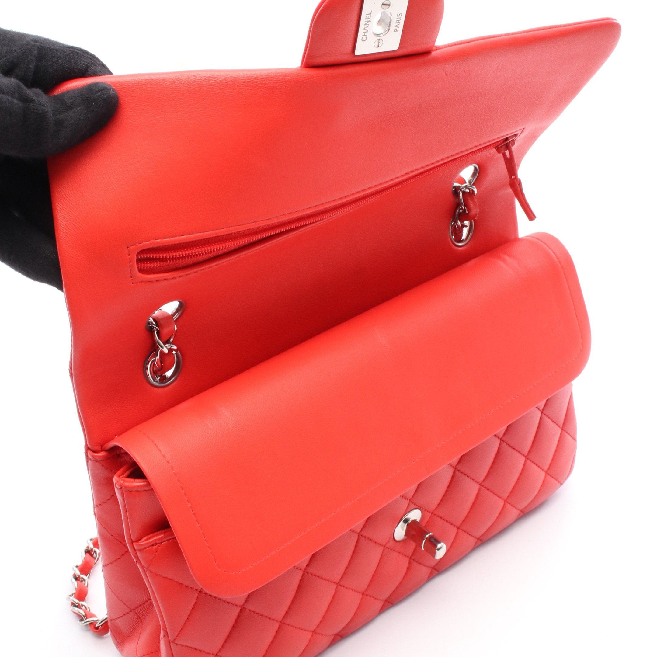 Chanel Chanel Matelasse Double Flap Chain Shoulder Bag Leather Red Silver Hardware Size ONE SIZE - 9 Thumbnail