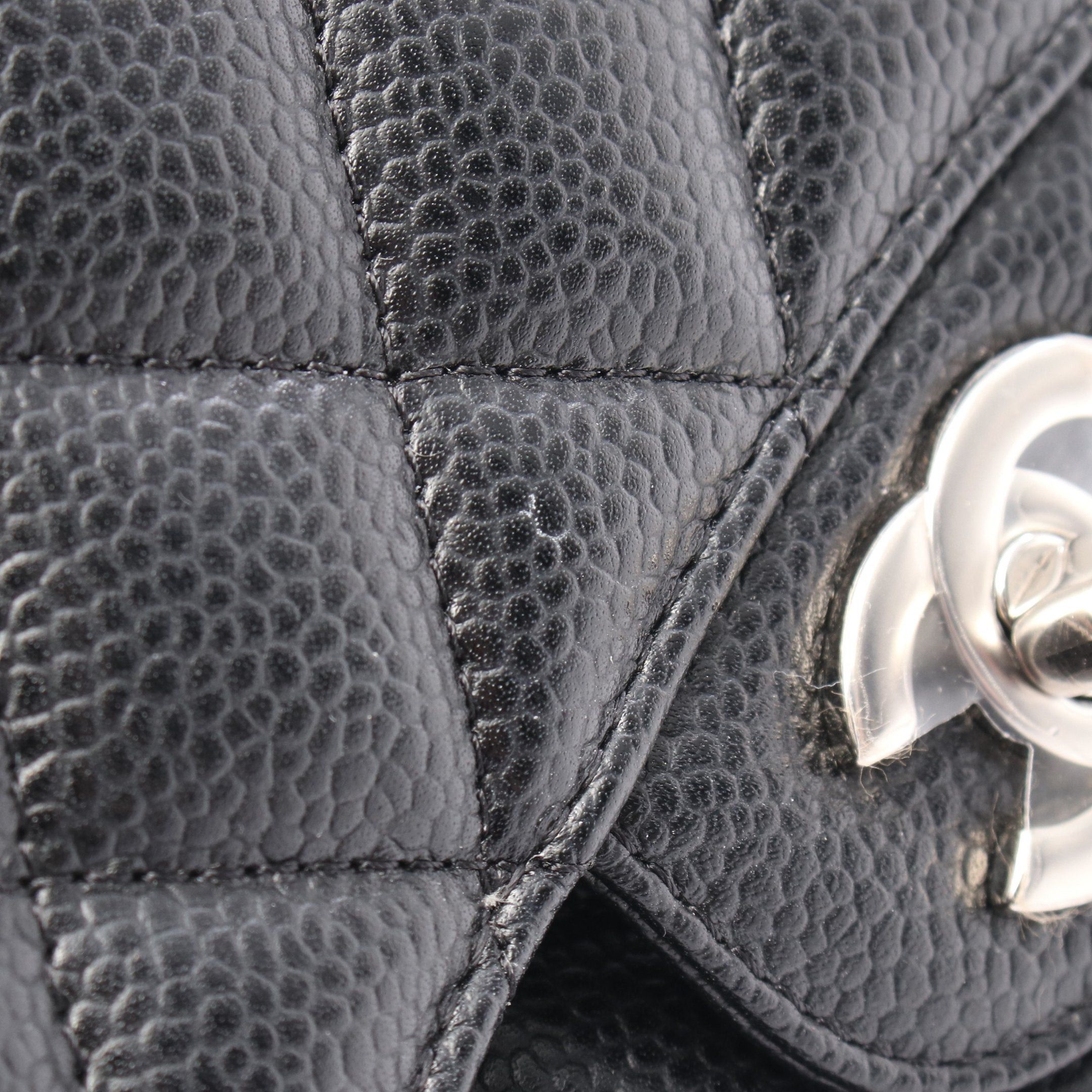 Chanel Chanel Matelasse Double Flap Chain Shoulder Bag Caviar Skin Black Silver Hardware Size ONE SIZE - 10 Thumbnail