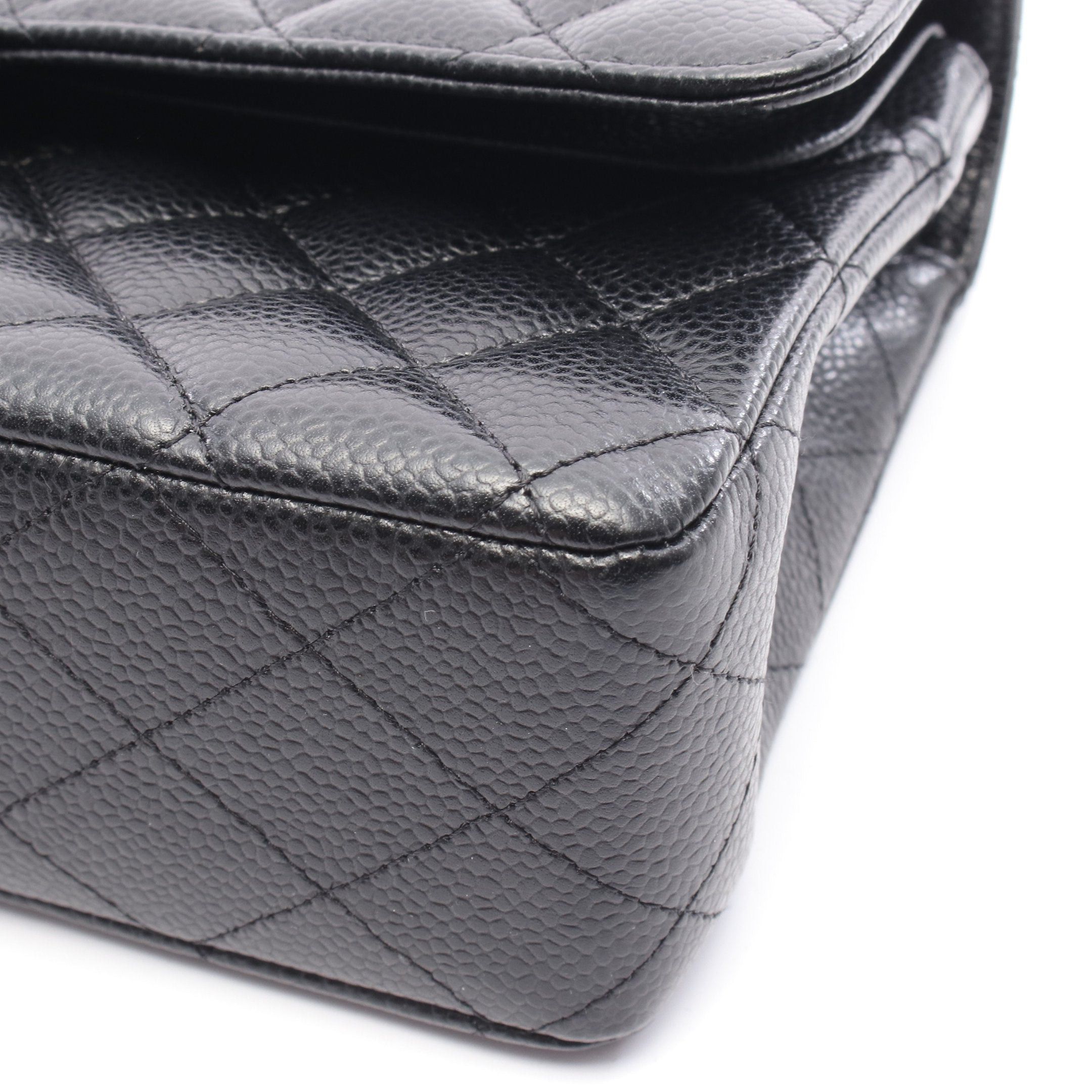 Chanel Chanel Matelasse Double Flap Chain Shoulder Bag Caviar Skin Black Silver Hardware Size ONE SIZE - 8 Thumbnail
