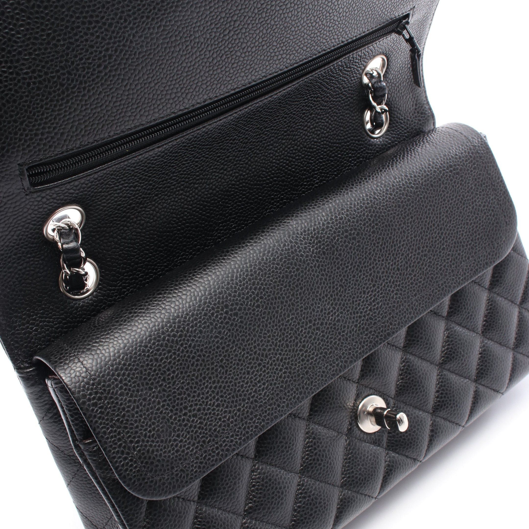 Chanel Chanel Matelasse Double Flap Chain Shoulder Bag Caviar Skin Black Silver Hardware Size ONE SIZE - 7 Thumbnail