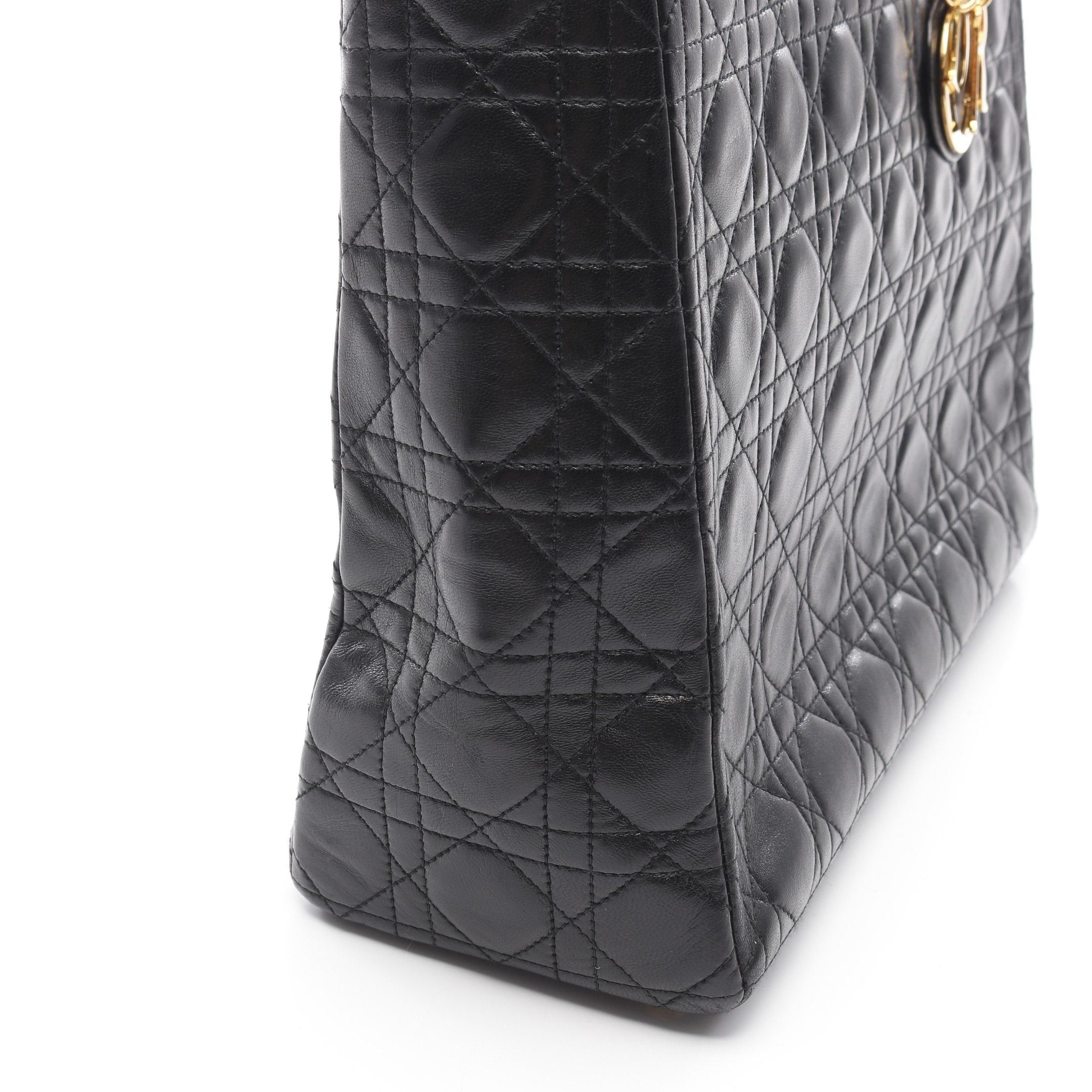 Dior Dior Lady Dior Large Handbag Leather Black Size ONE SIZE - 6 Thumbnail