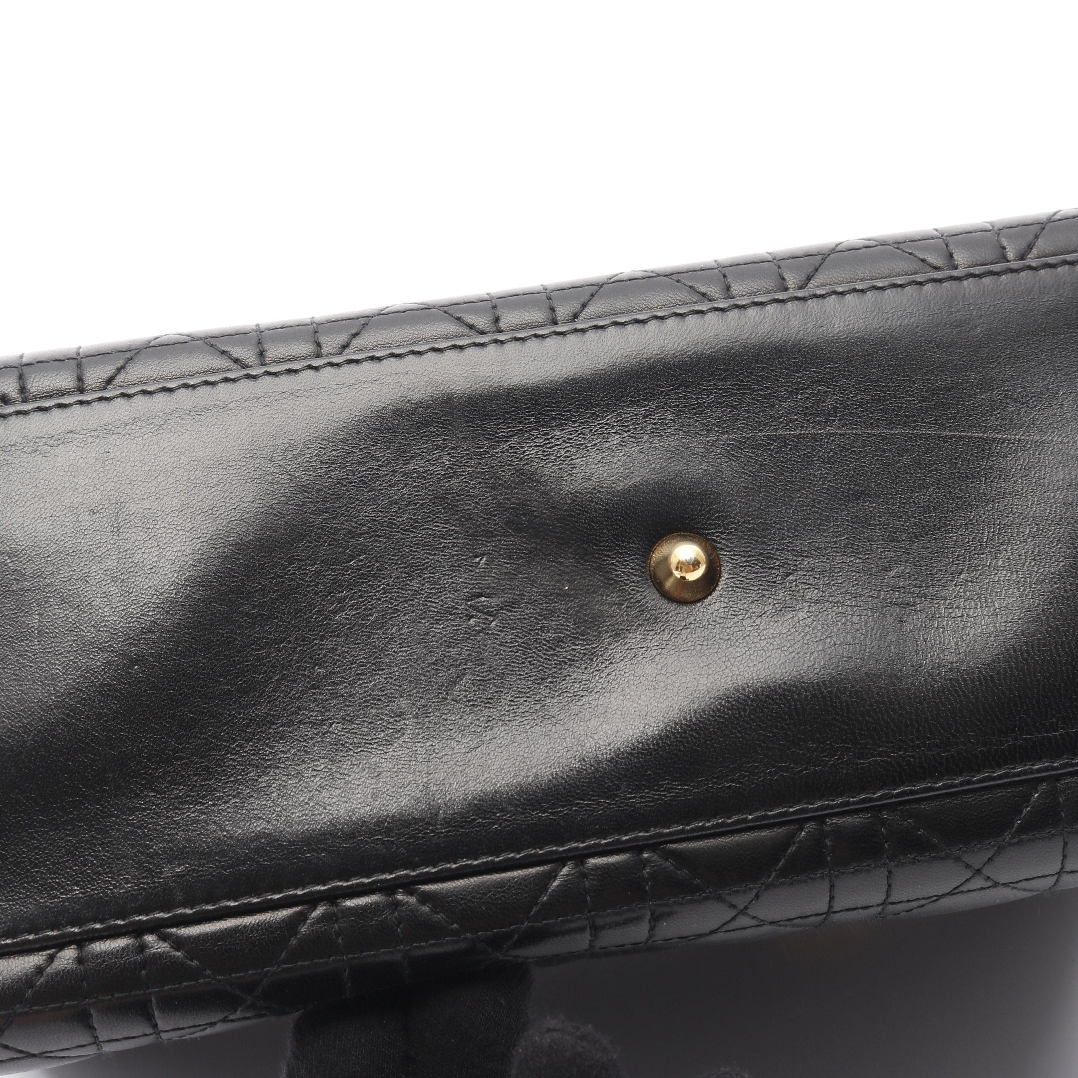 Dior Dior Lady Dior Large Handbag Leather Black Size ONE SIZE - 8 Thumbnail