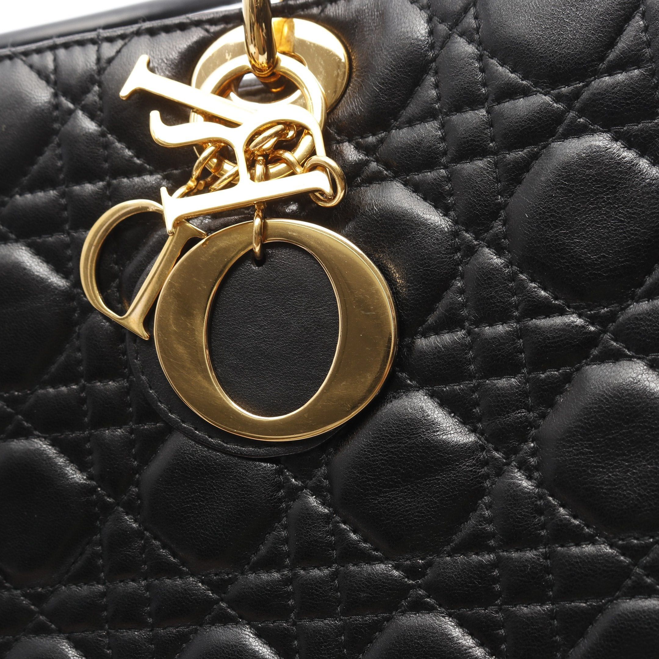Dior Dior Lady Dior Large Handbag Leather Black Size ONE SIZE - 7 Thumbnail