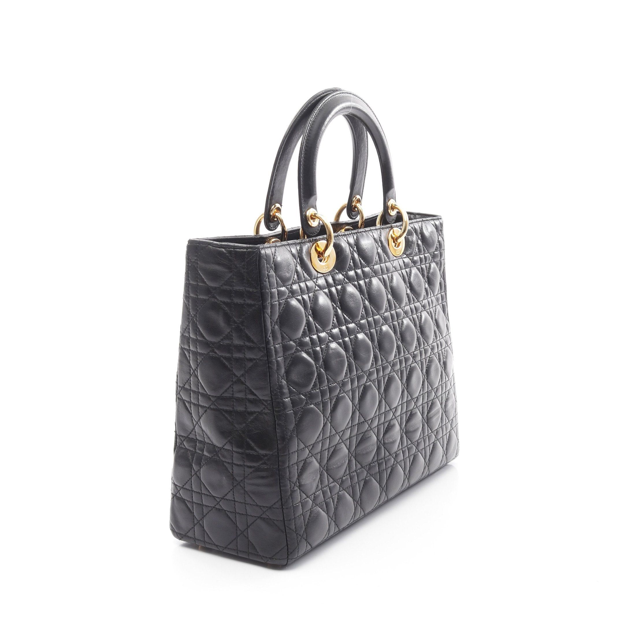 Dior Dior Lady Dior Large Handbag Leather Black Size ONE SIZE - 2 Thumbnail