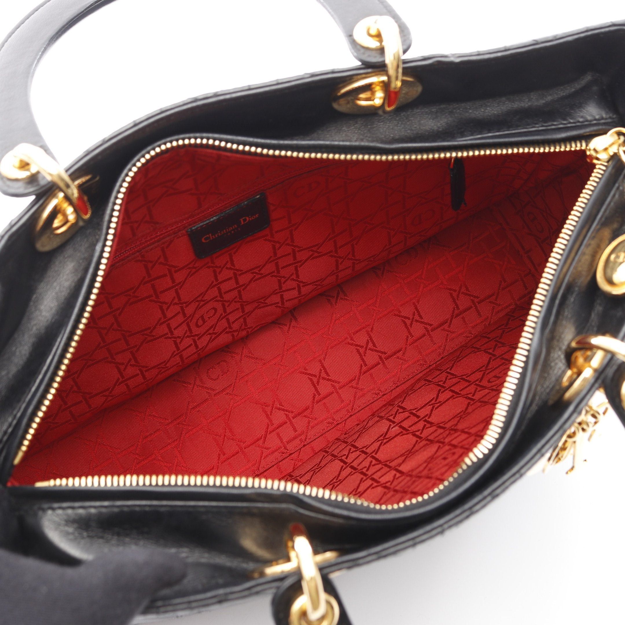 Dior Dior Lady Dior Large Handbag Leather Black Size ONE SIZE - 3 Thumbnail