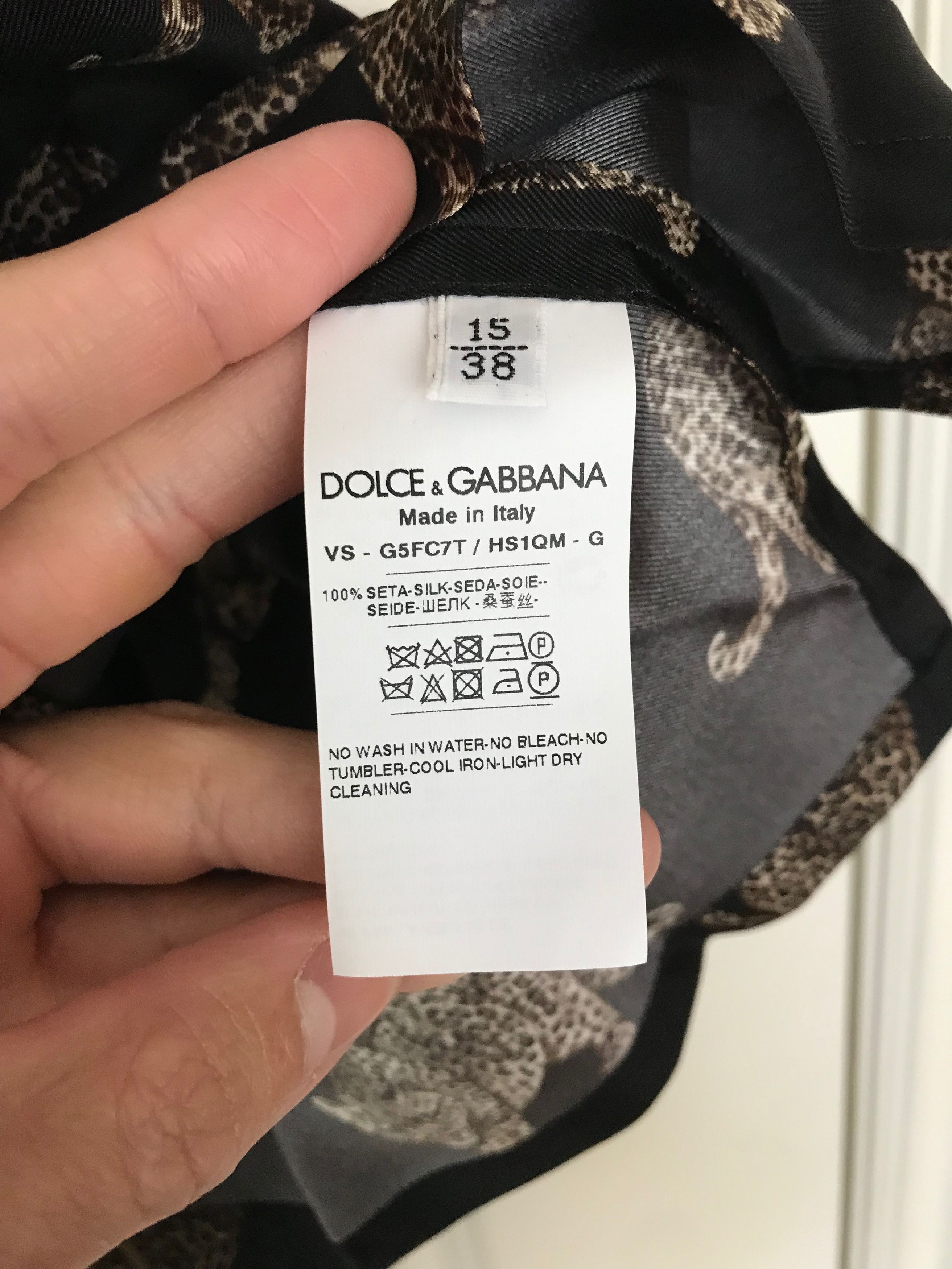 Dolce & Gabbana Silk Leopard Print Shirt [sz US15/EU38] Size US M / EU 48-50 / 2 - 6 Thumbnail