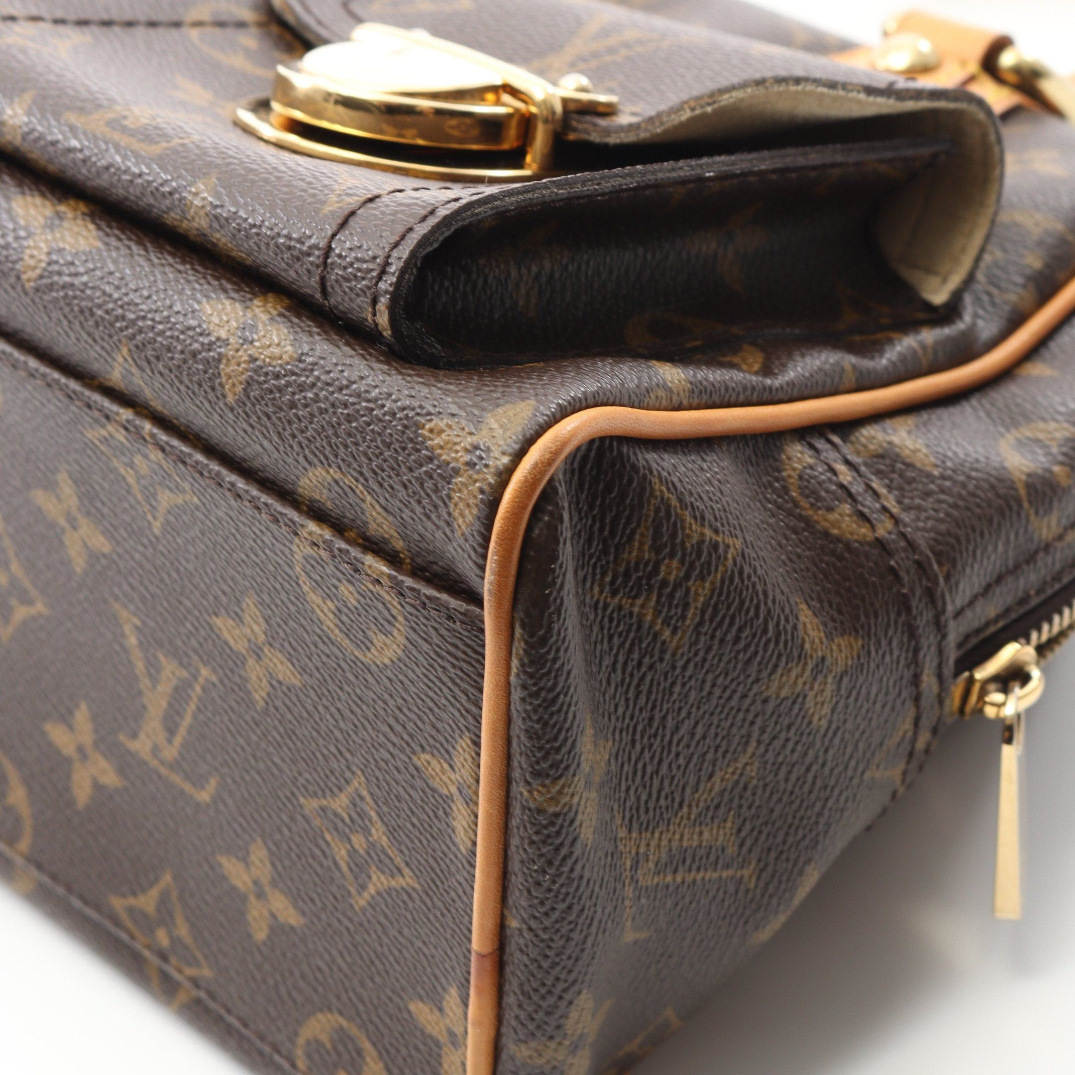 Louis Vuitton Louis Vuitton Manhattan Pm Monogram Handbag Leather Brown Size ONE SIZE - 7 Thumbnail