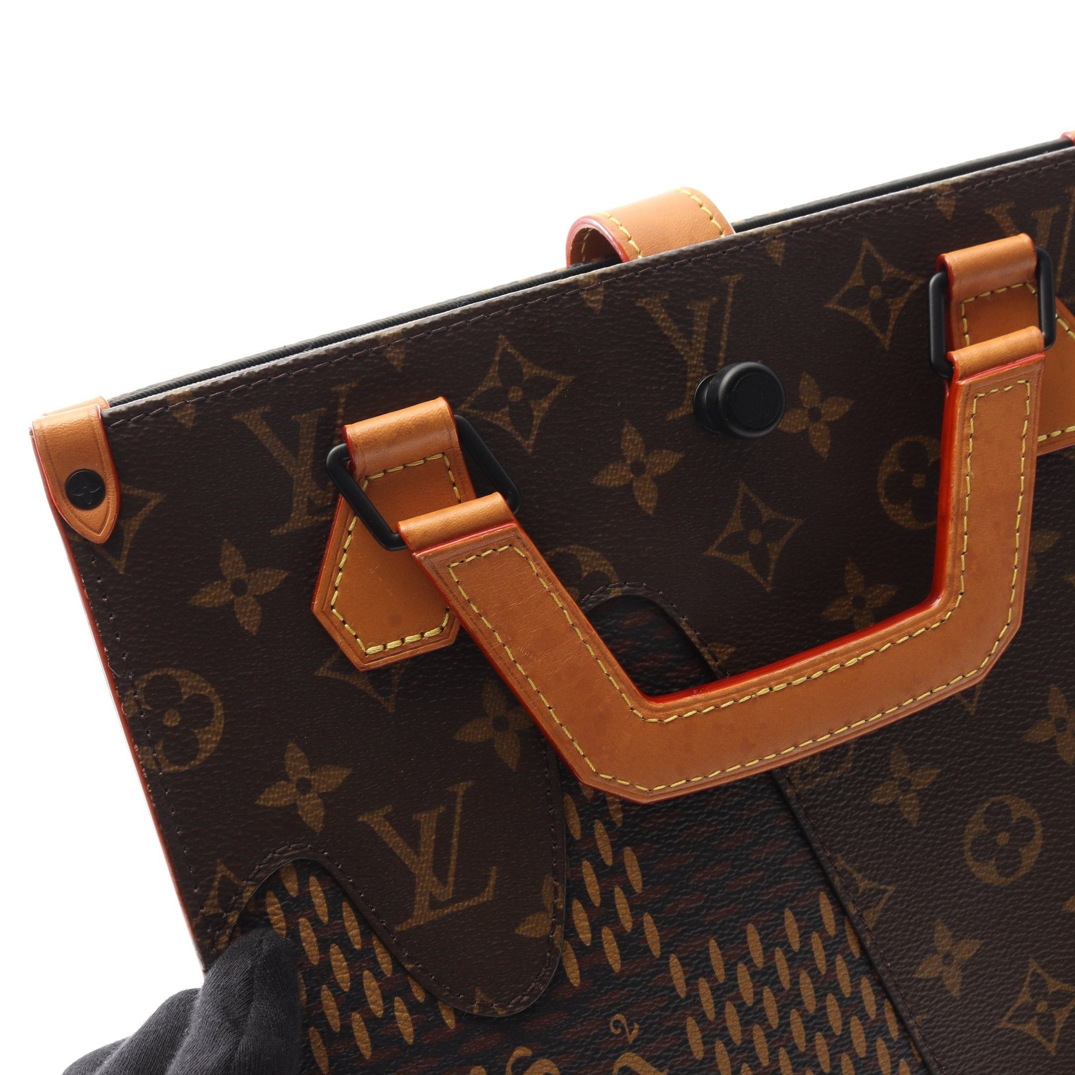 Louis Vuitton Louis Vuitton Louis Vuitton * Nigo Mini Tote Lv Squared Damier Ebene Giant Monogram Handbag Bag Leather Brown Size ONE SIZE - 9 Thumbnail