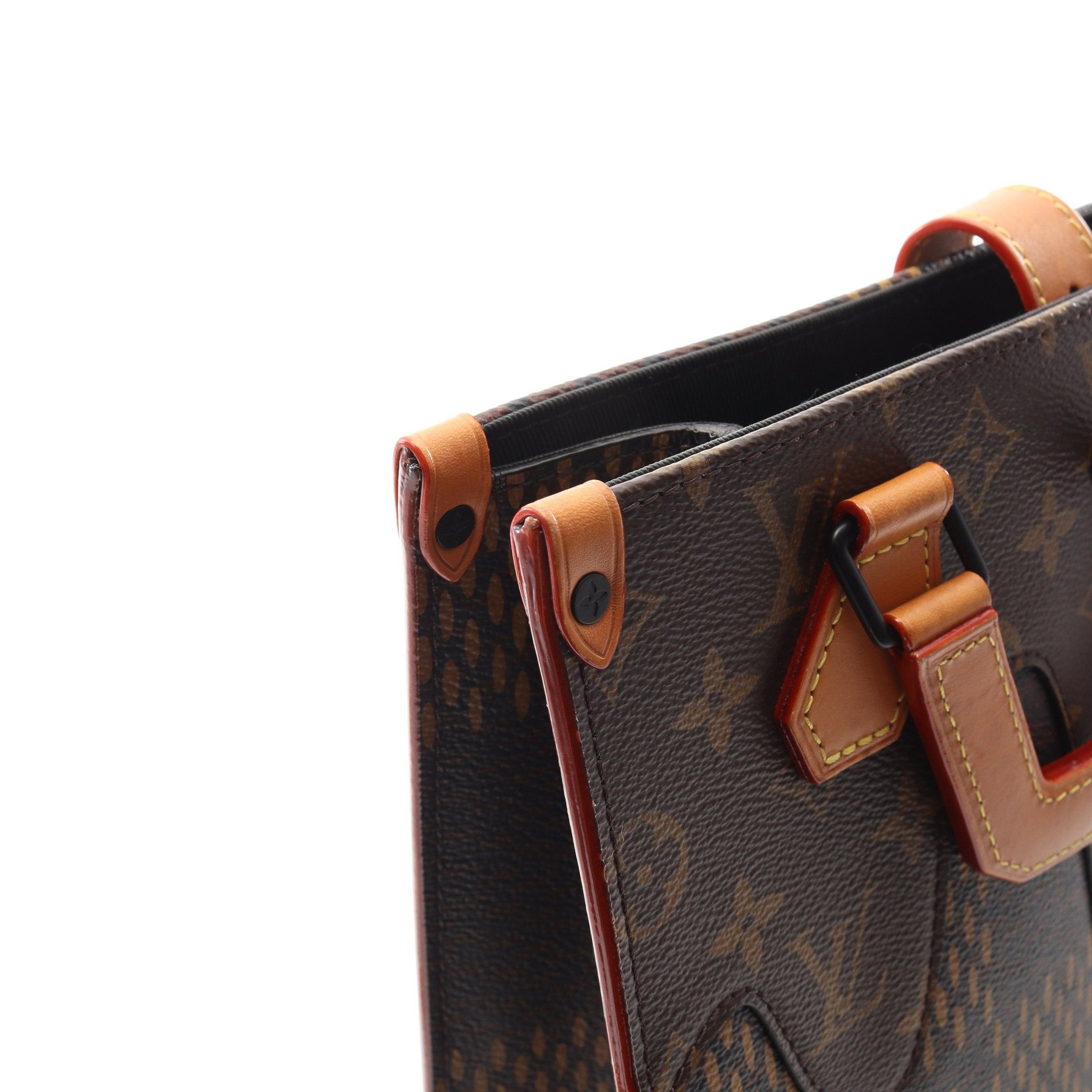 Louis Vuitton Louis Vuitton Louis Vuitton * Nigo Mini Tote Lv Squared Damier Ebene Giant Monogram Handbag Bag Leather Brown Size ONE SIZE - 8 Thumbnail