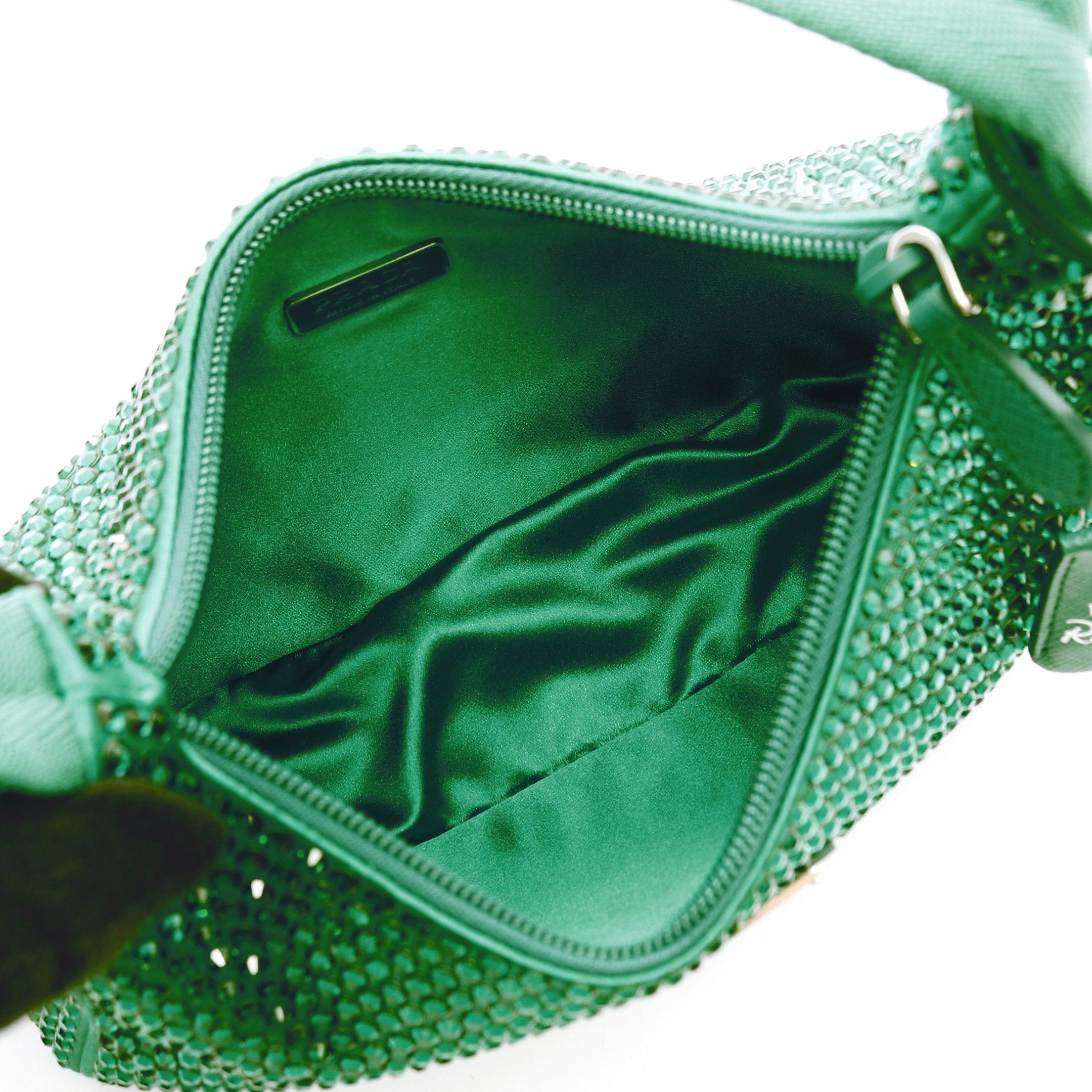 Prada Prada Re-Edition 2Awl Crystal Handbag Satin Green Size ONE SIZE - 3 Thumbnail
