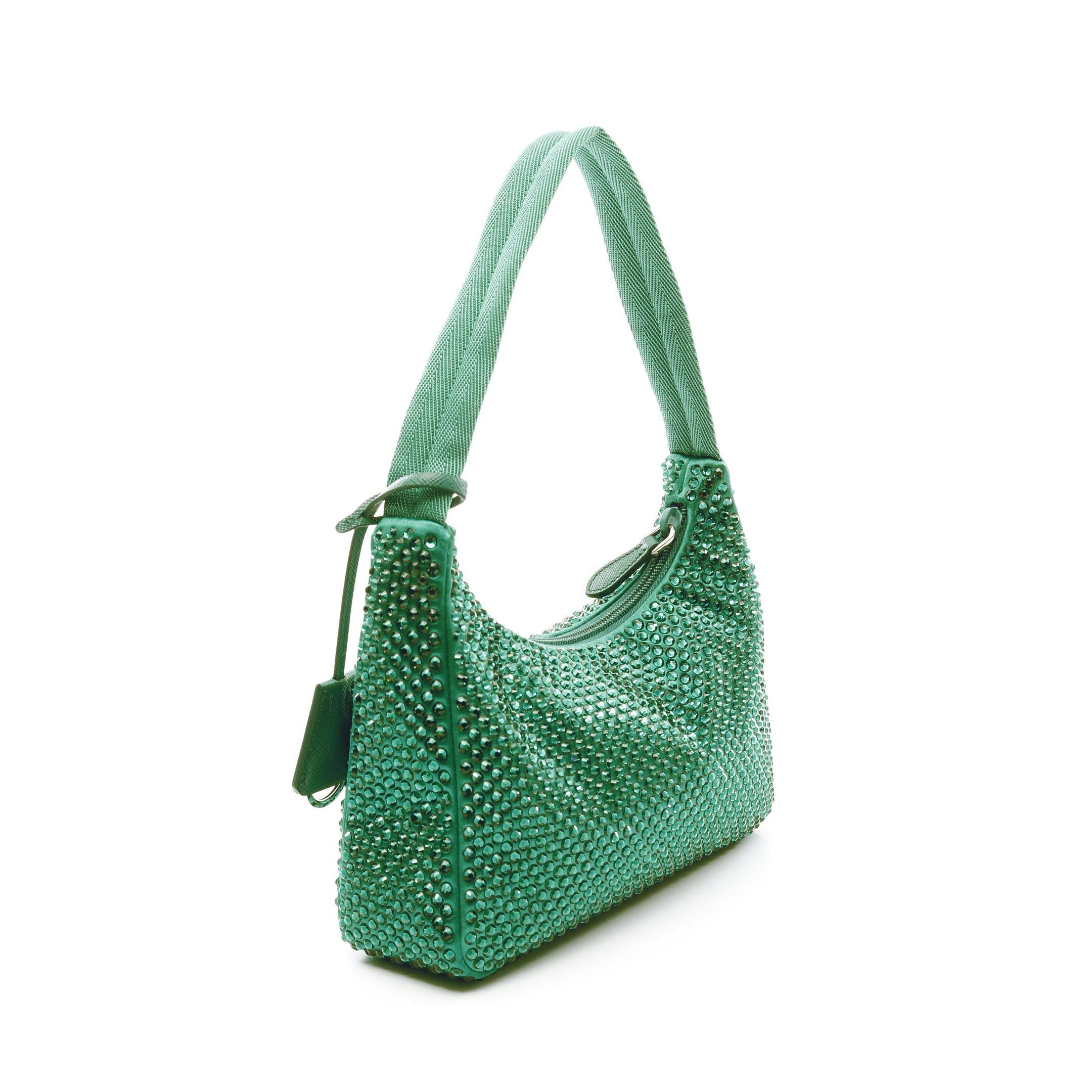 Prada Prada Re-Edition 2Awl Crystal Handbag Satin Green Size ONE SIZE - 2 Thumbnail