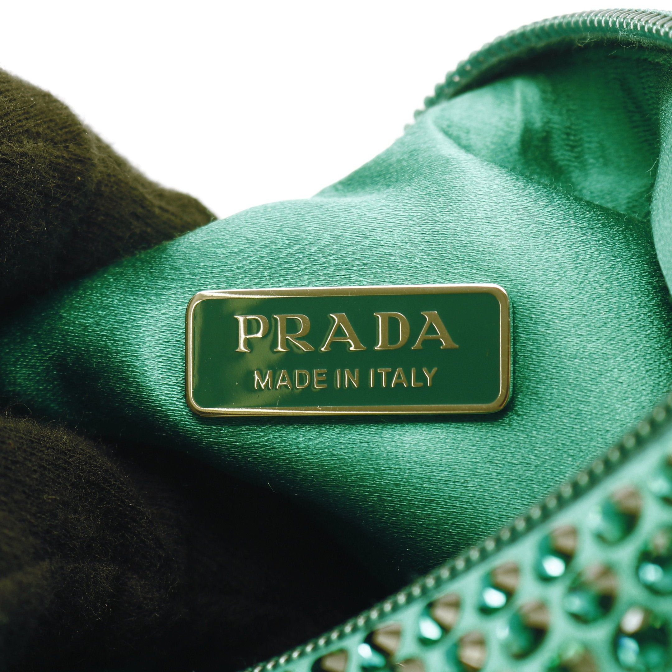 Prada Prada Re-Edition 2Awl Crystal Handbag Satin Green Size ONE SIZE - 4 Thumbnail