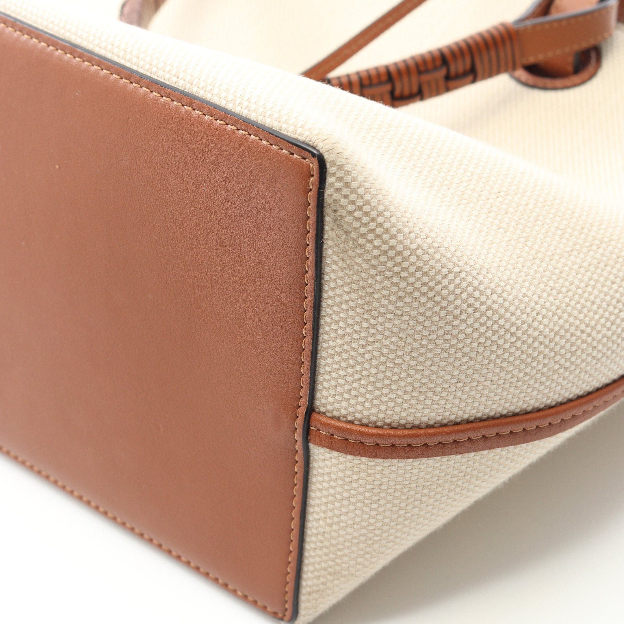 Loewe Loewe Anagram Shoulder Bag Tote Canvas Leather Off White Brown Size ONE SIZE - 7 Thumbnail