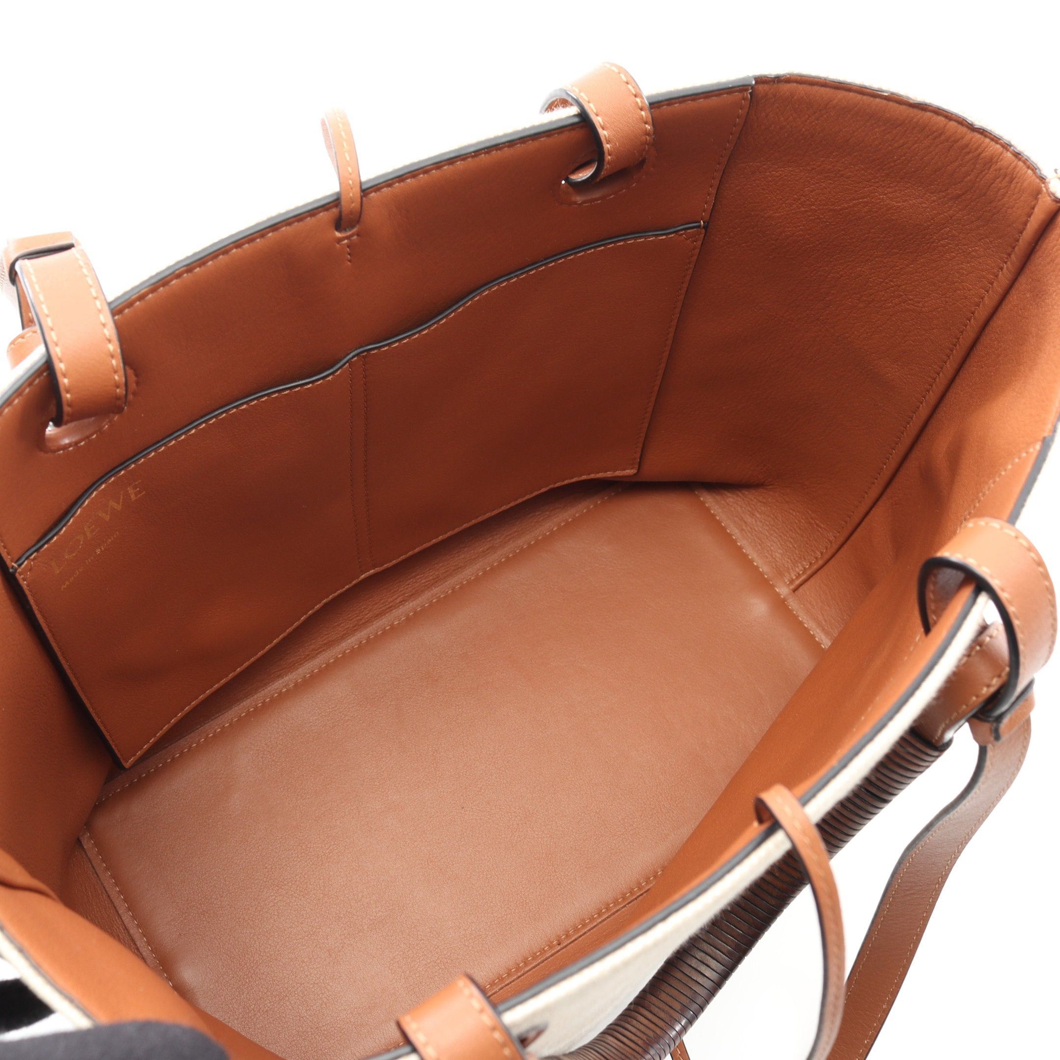 Loewe Loewe Anagram Shoulder Bag Tote Canvas Leather Off White Brown Size ONE SIZE - 3 Thumbnail