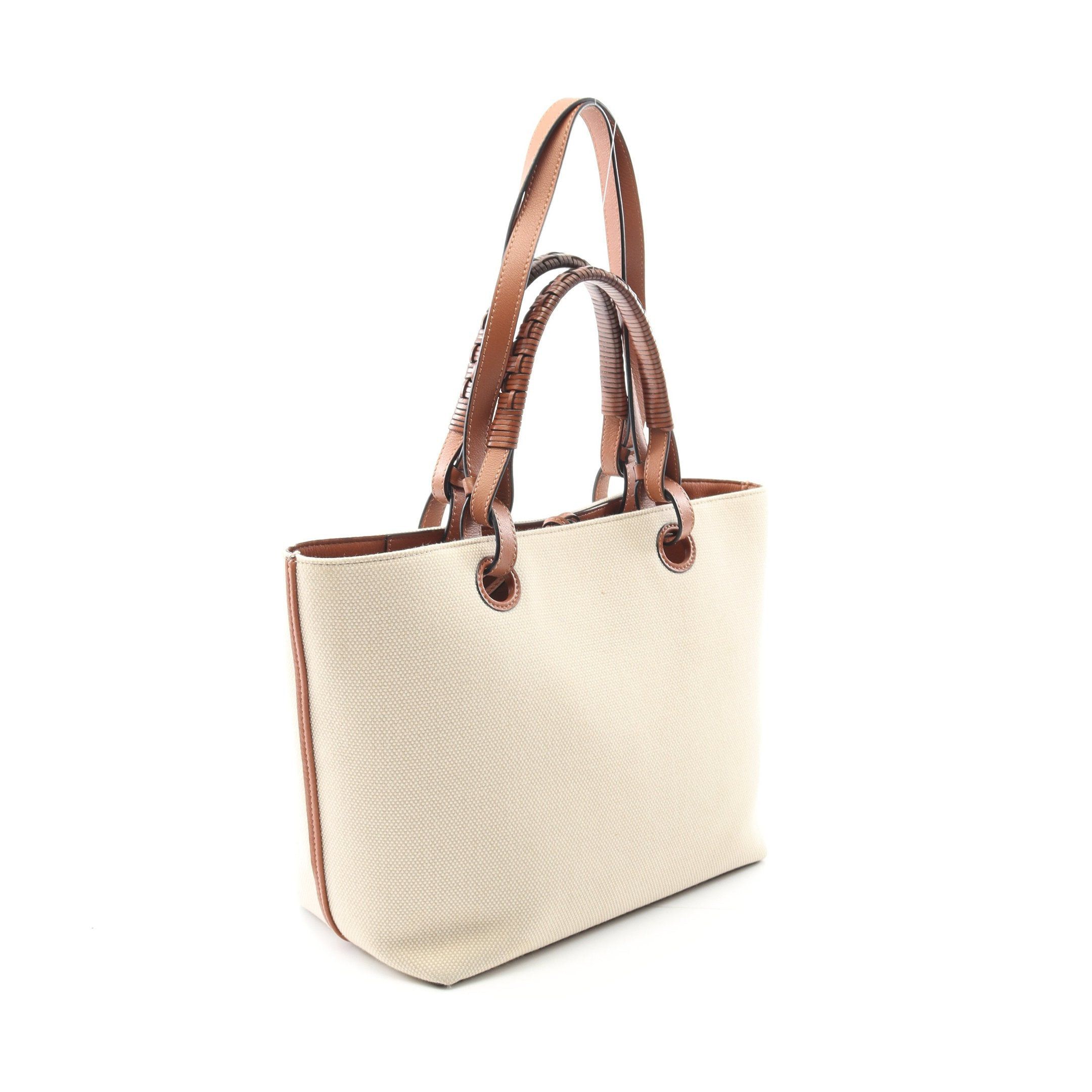 Loewe Loewe Anagram Shoulder Bag Tote Canvas Leather Off White Brown Size ONE SIZE - 2 Thumbnail