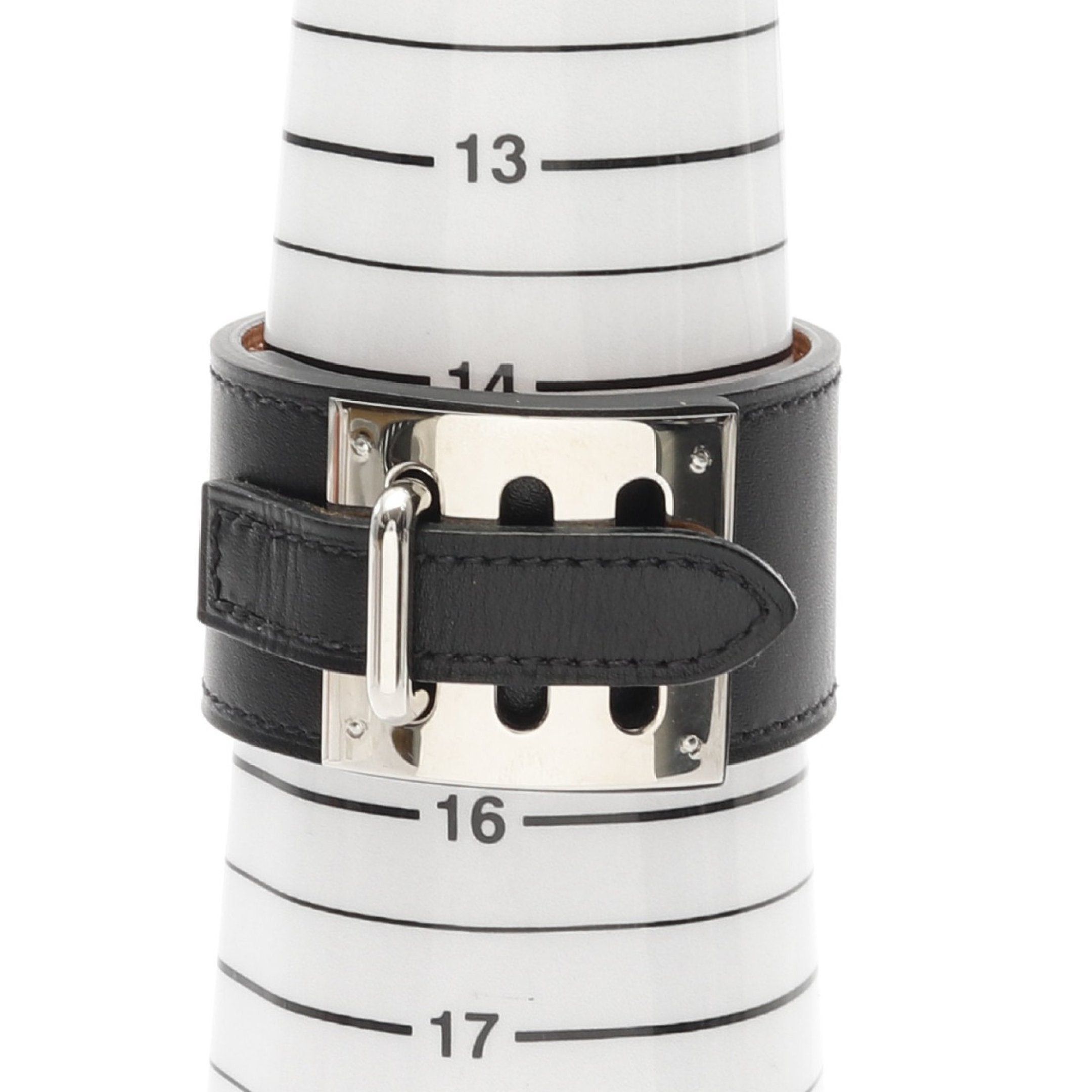 Hermes Hermes Intense Bangle Bracelet Leather Black Silver □ R Stamp Size ONE SIZE - 6 Thumbnail