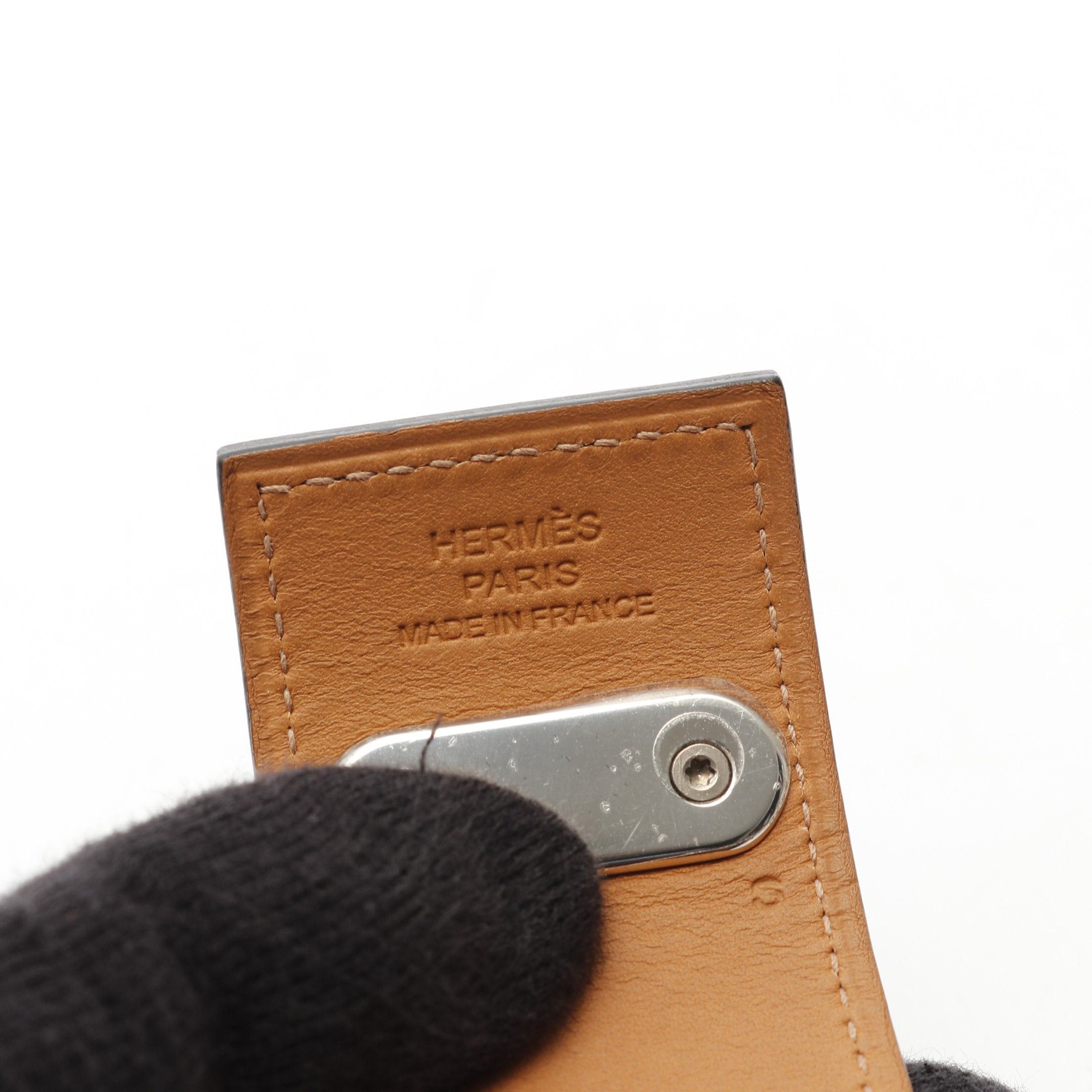 Hermes Hermes Intense Bangle Bracelet Leather Black Silver □ R Stamp Size ONE SIZE - 4 Thumbnail