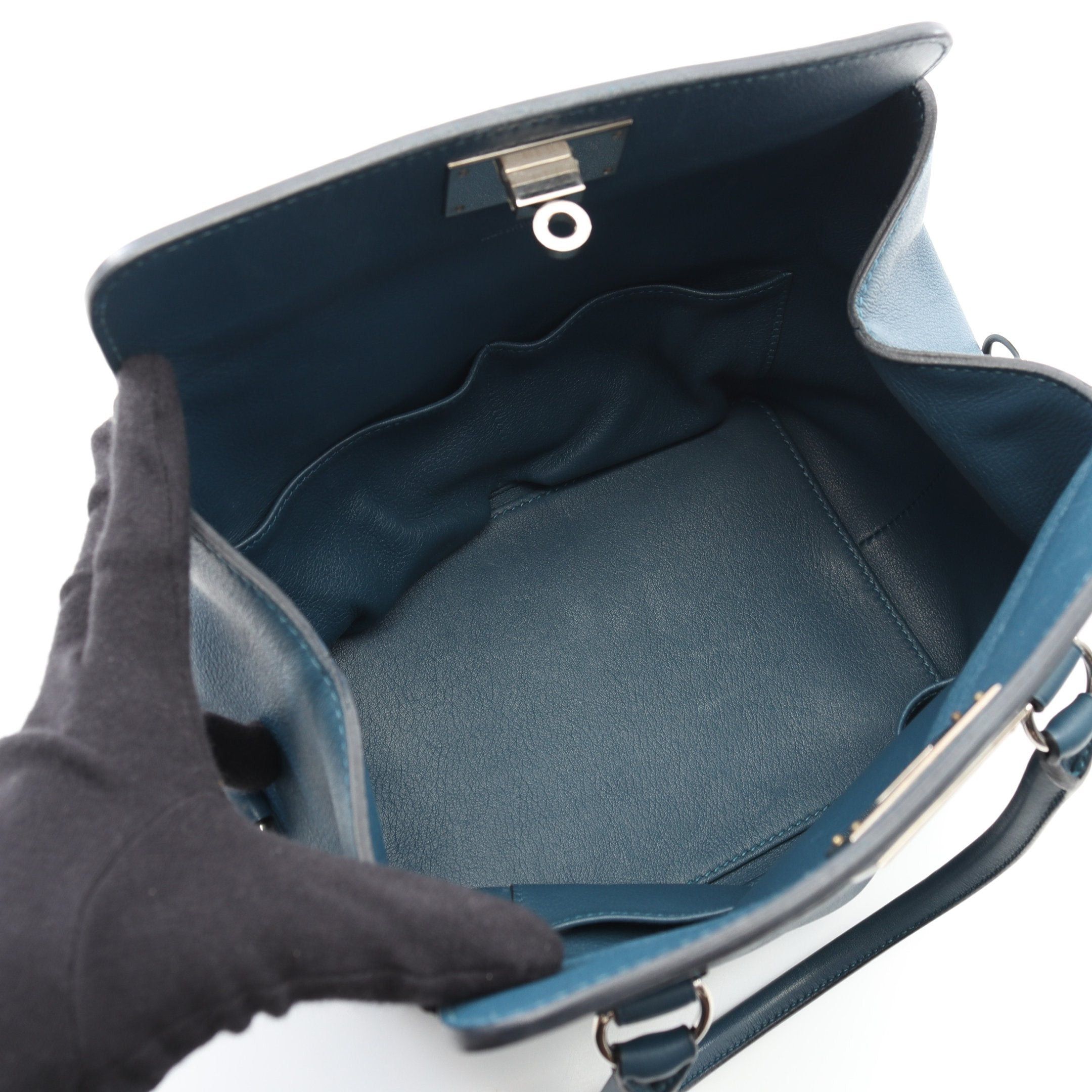 Hermes Hermes Toolbox 20 Handbag Veau Swift Blue Silver Hardware Stamp Size ONE SIZE - 3 Thumbnail