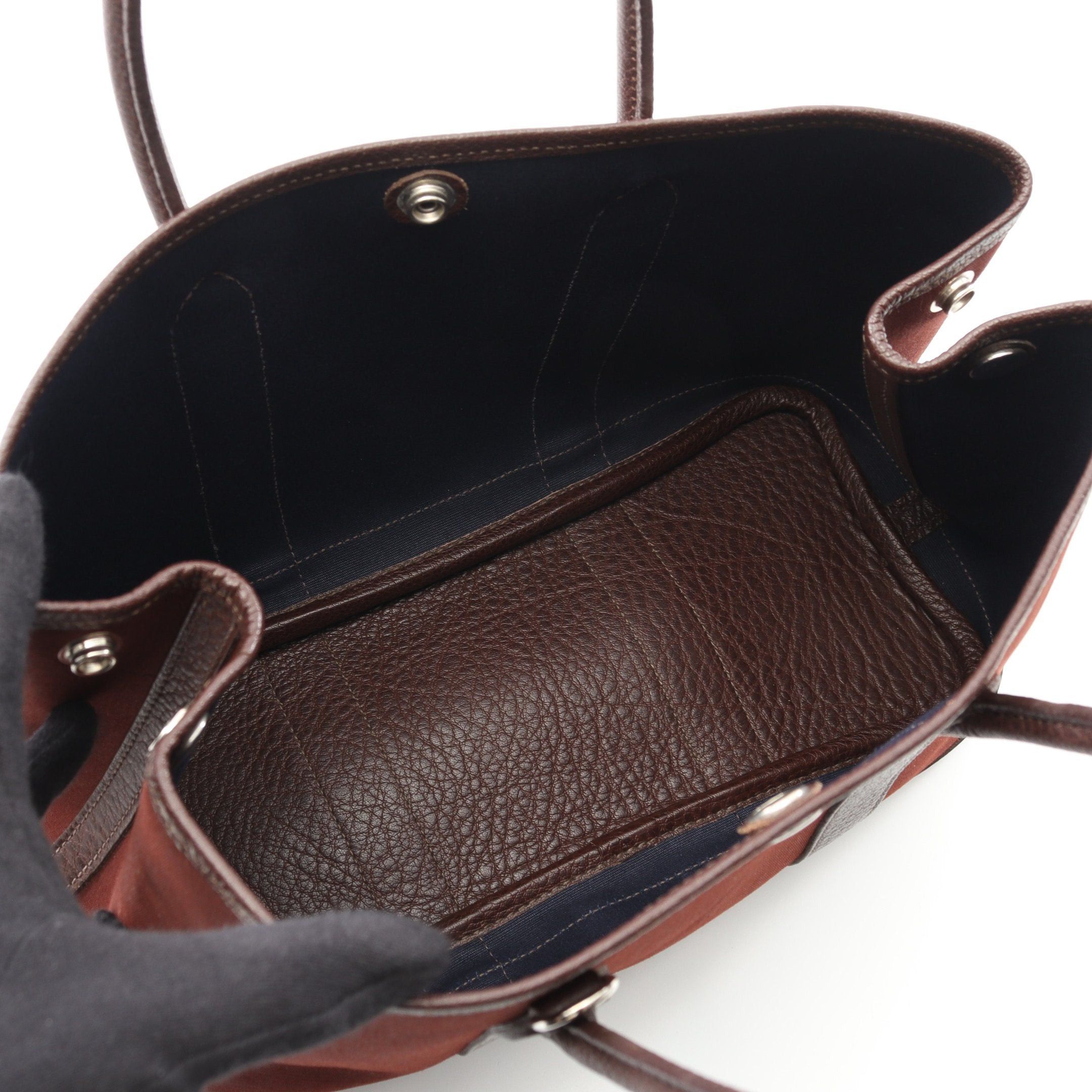 Hermes Hermes Garden Party Tpm Verso Rouge Ash Blue Indigo Handbag Tote Bag Toile Officier Negonda Leather Brown Dark Silver Hardware □I Stamp (Manufactured Around 2005) Size ONE SIZE - 3 Thumbnail