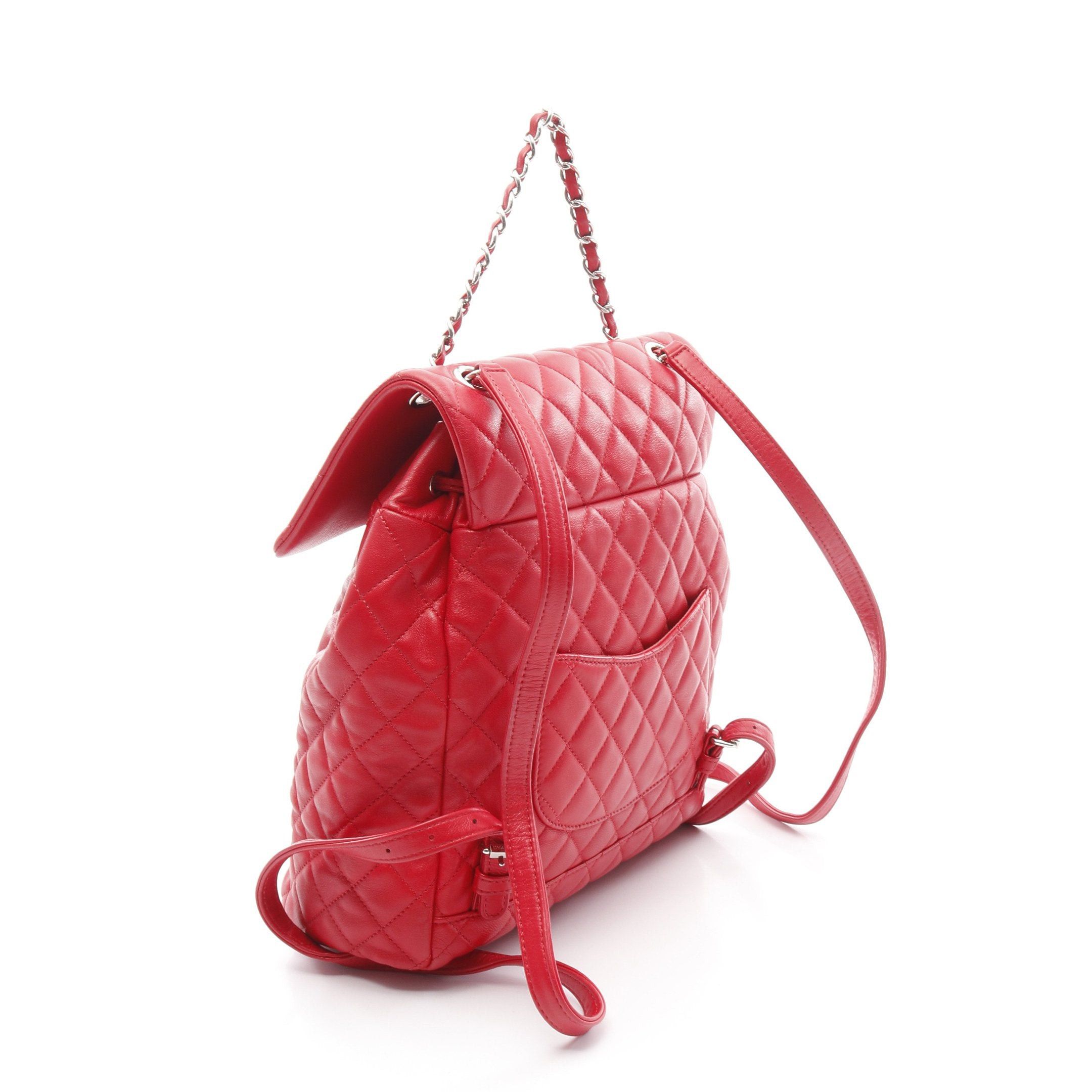 Chanel Chanel Urban Spirit Large Matelasse Backpack Rucksack Lambskin Red Silver Hardware Size ONE SIZE - 2 Thumbnail