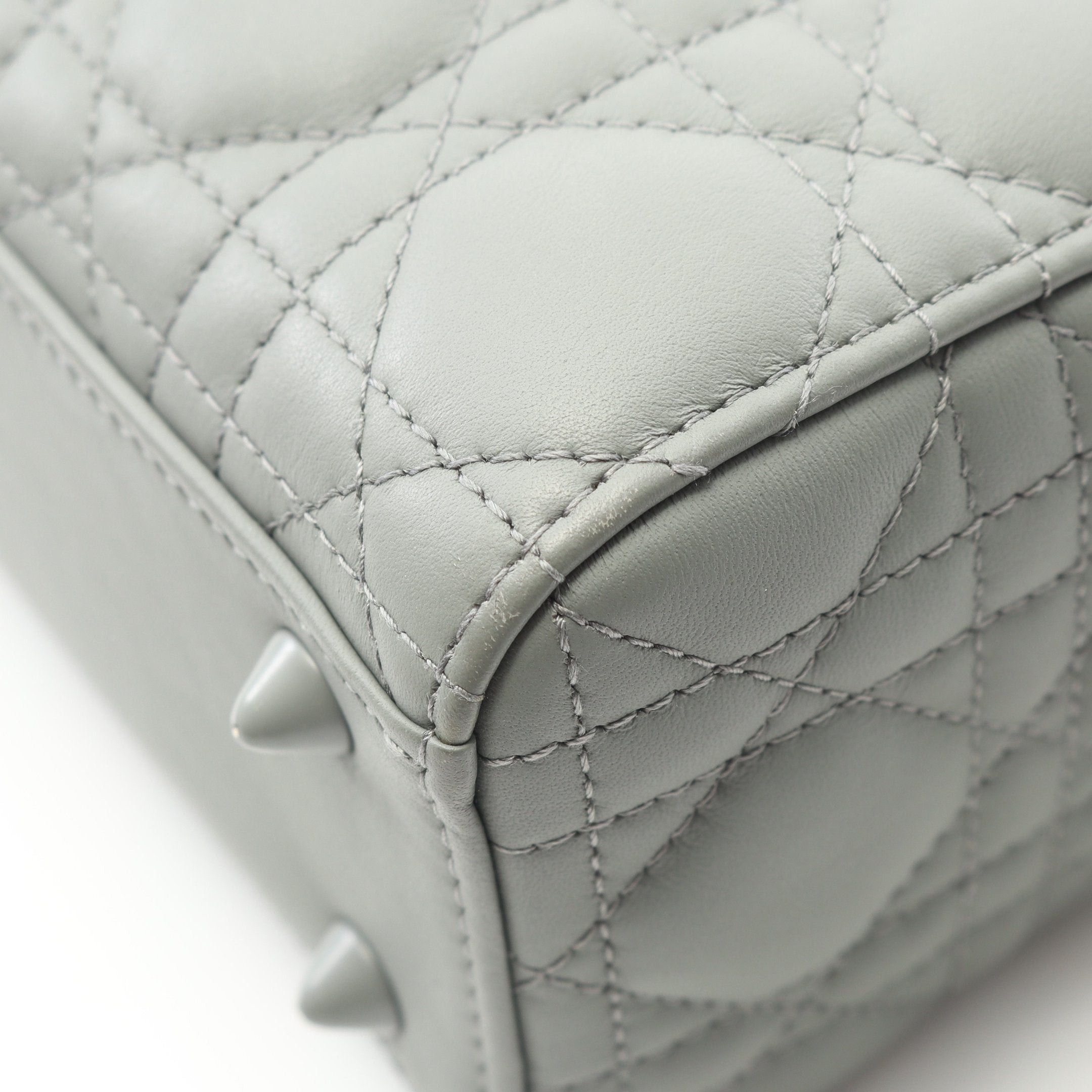 Dior Dior Lady Dior My Abcdior Small Canage Handbag Leather Gray Green Size ONE SIZE - 7 Thumbnail