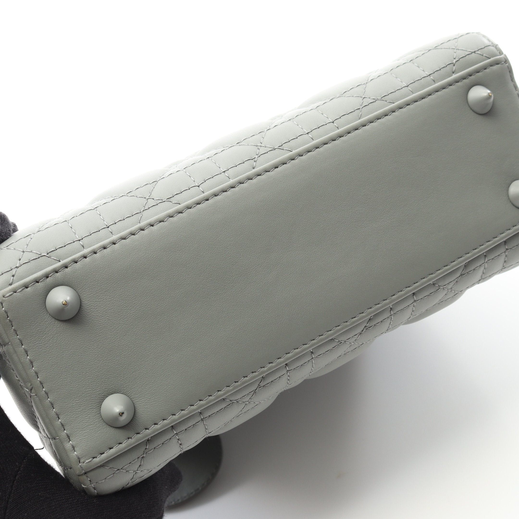 Dior Dior Lady Dior My Abcdior Small Canage Handbag Leather Gray Green Size ONE SIZE - 9 Thumbnail