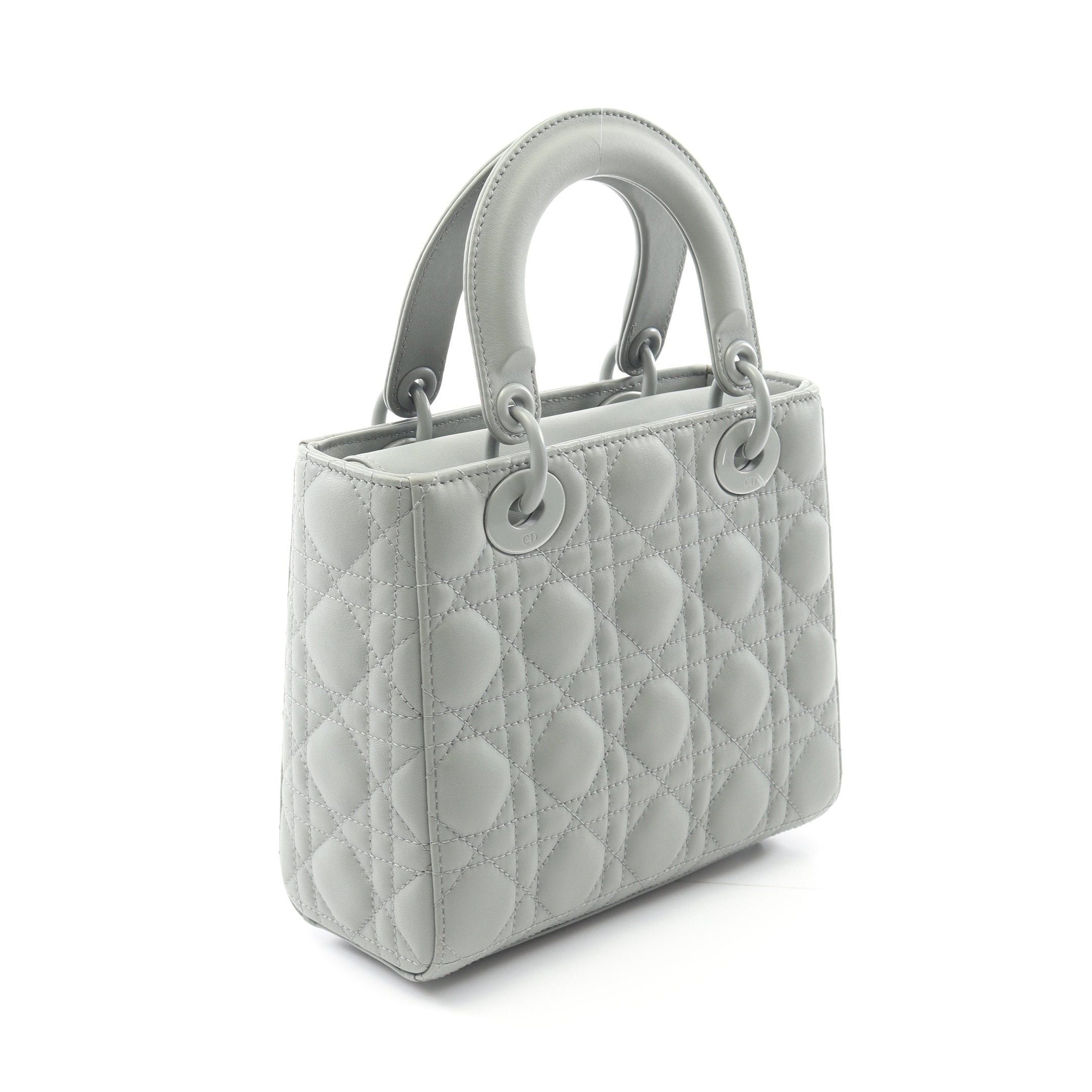 Dior Dior Lady Dior My Abcdior Small Canage Handbag Leather Gray Green Size ONE SIZE - 2 Thumbnail