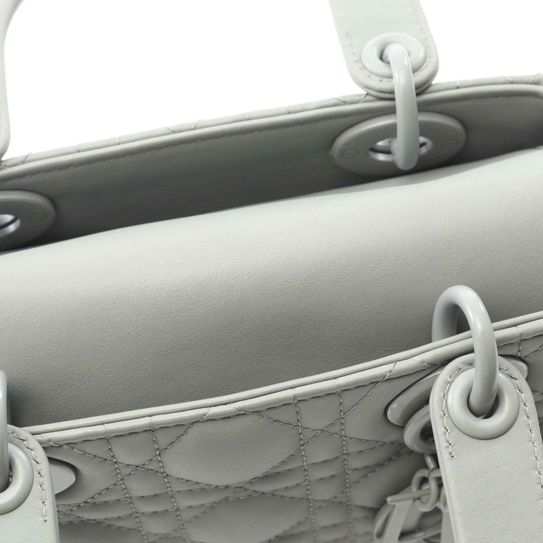 Dior Dior Lady Dior My Abcdior Small Canage Handbag Leather Gray Green Size ONE SIZE - 5 Thumbnail