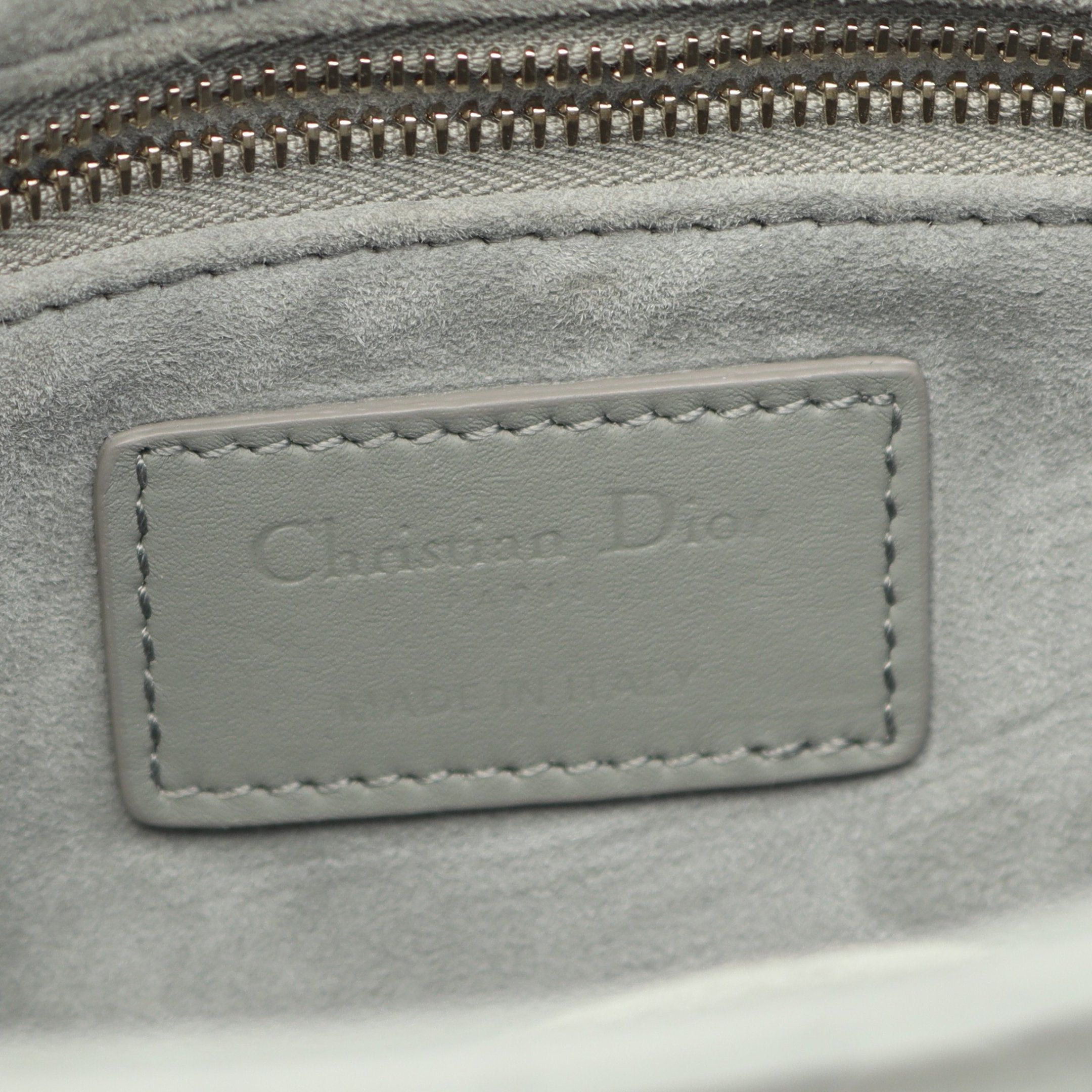 Dior Dior Lady Dior My Abcdior Small Canage Handbag Leather Gray Green Size ONE SIZE - 4 Thumbnail