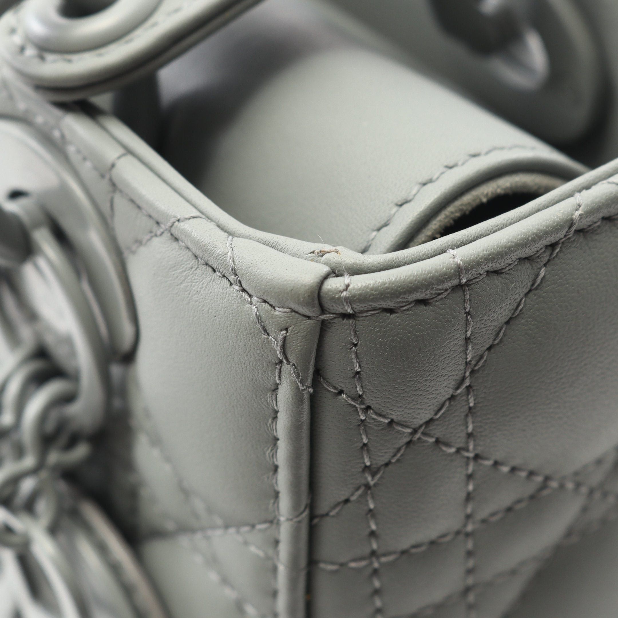 Dior Dior Lady Dior My Abcdior Small Canage Handbag Leather Gray Green Size ONE SIZE - 8 Thumbnail