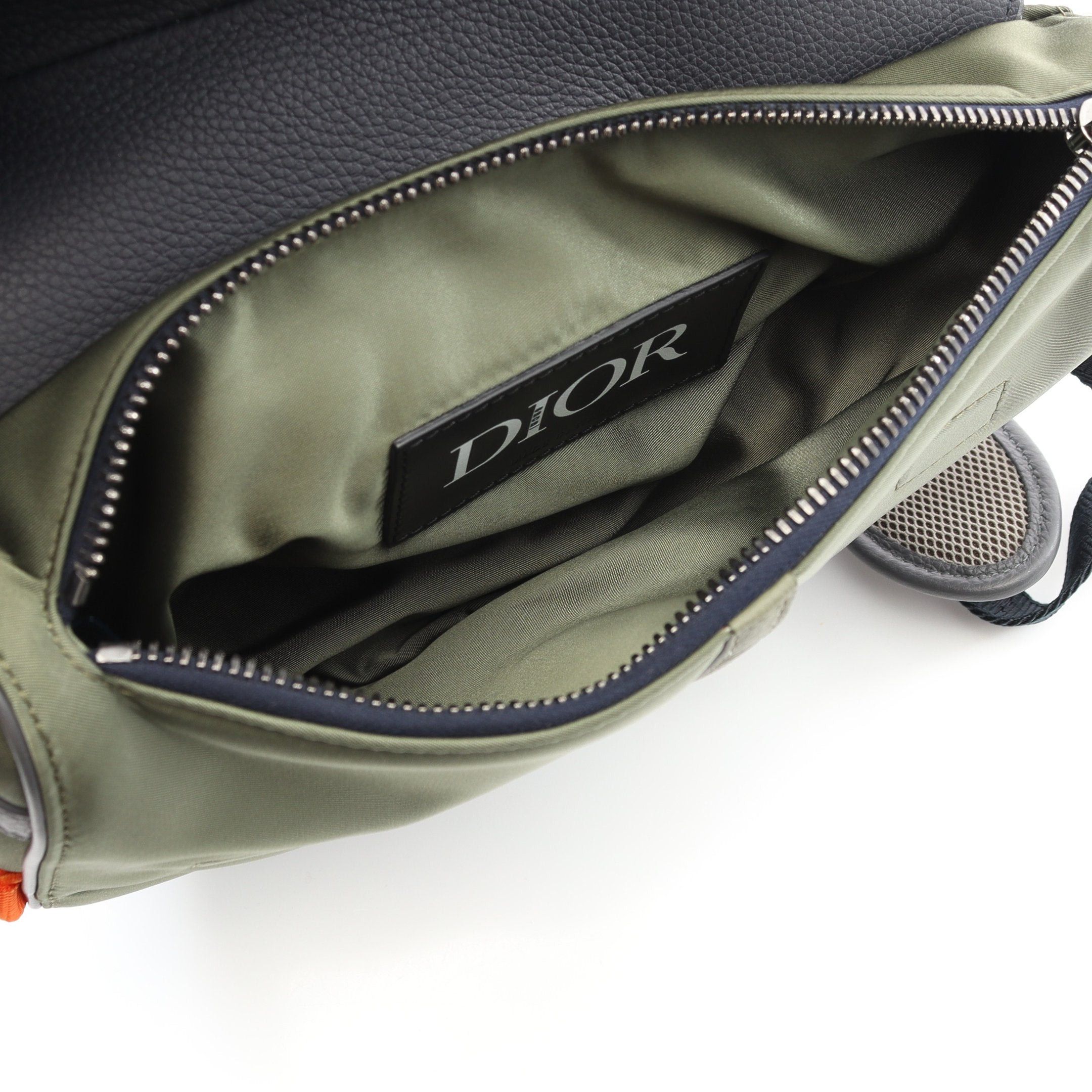Dior Dior Christian Dior * Sacai Saddle Mini Bag Body Nylon Leather Khaki Green Dark Navy Size ONE SIZE - 3 Thumbnail