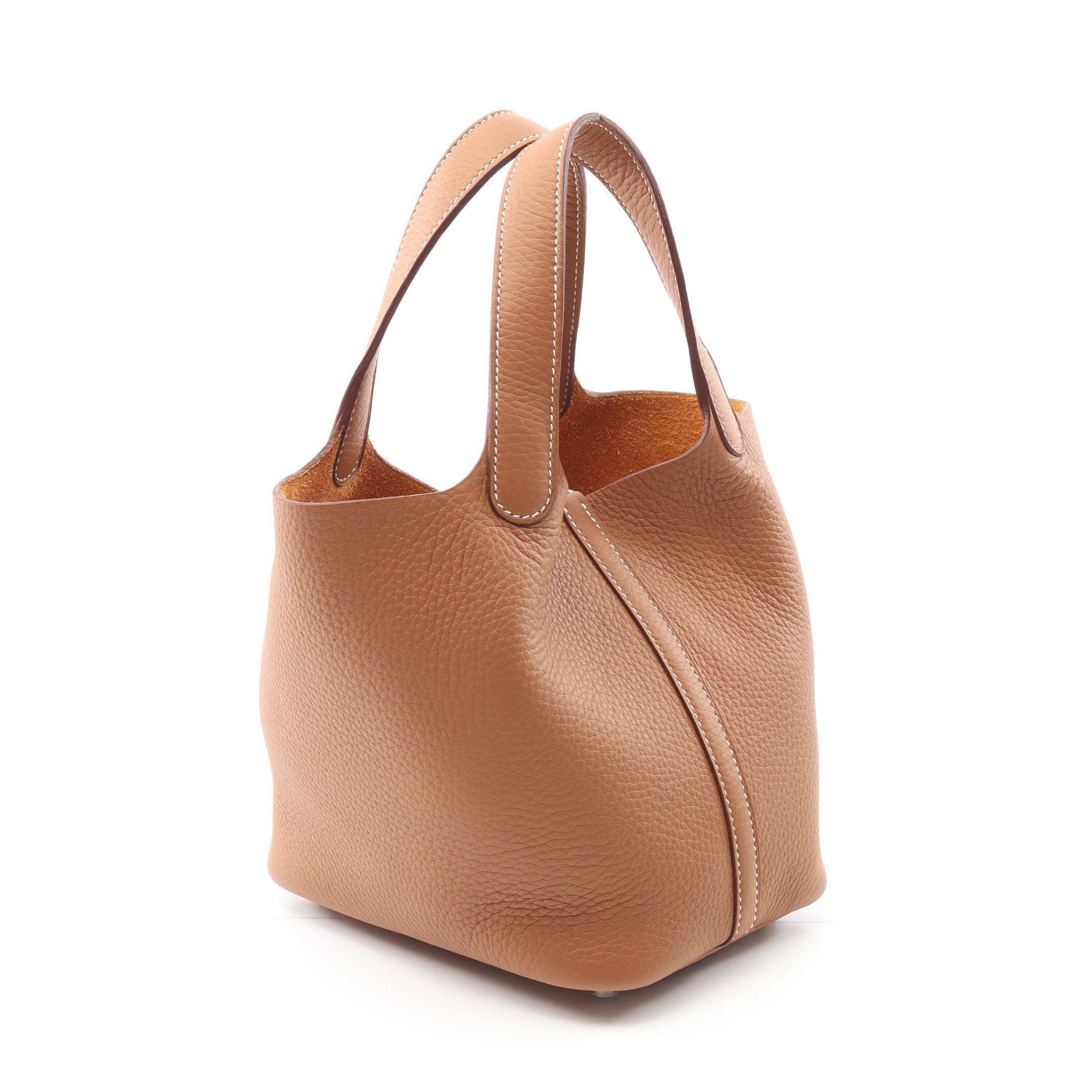 Hermes Hermes Picotan Lock Pm Gold Handbag Clemence Leather Light Brown Silver Hardware Double Engraved Size ONE SIZE - 2 Thumbnail