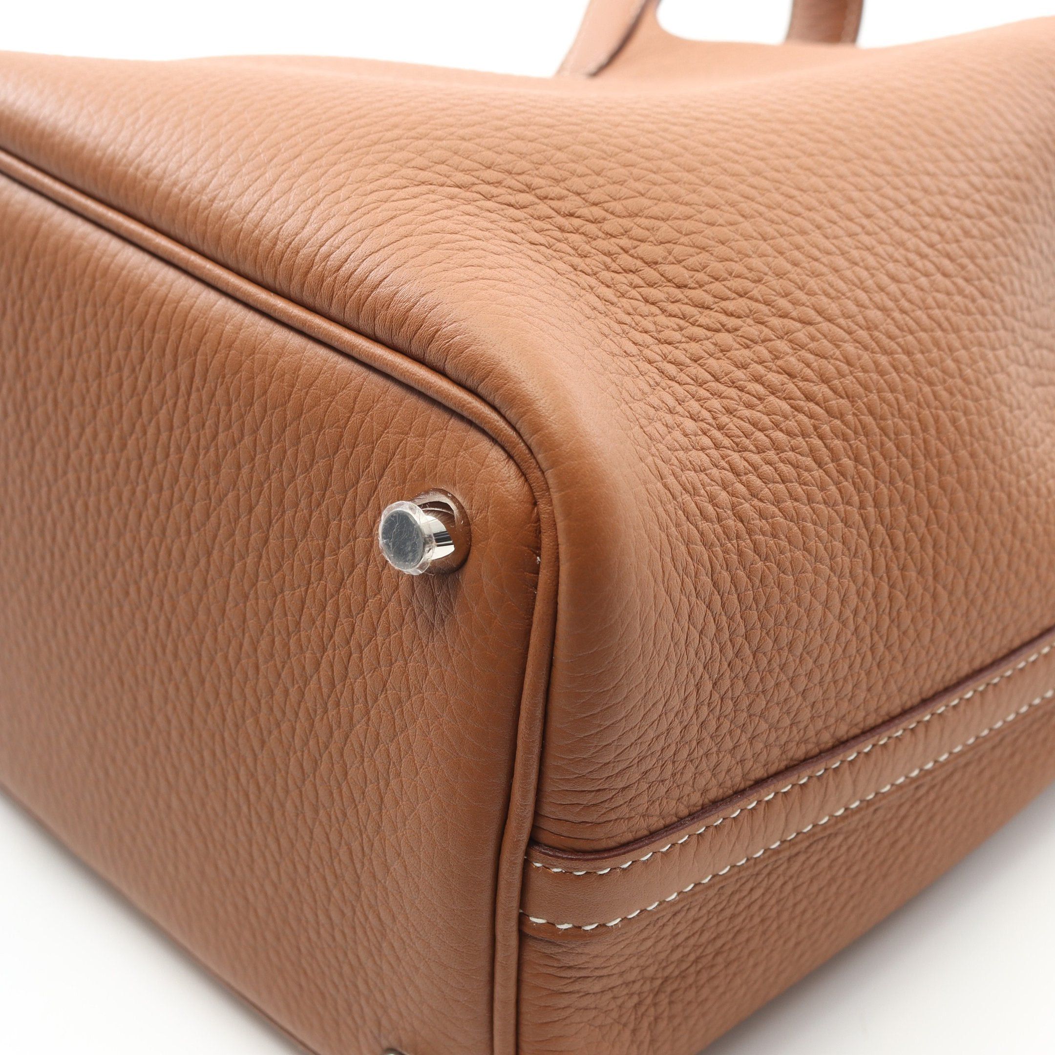 Hermes Hermes Picotan Lock Pm Gold Handbag Clemence Leather Light Brown Silver Hardware Double Engraved Size ONE SIZE - 6 Thumbnail