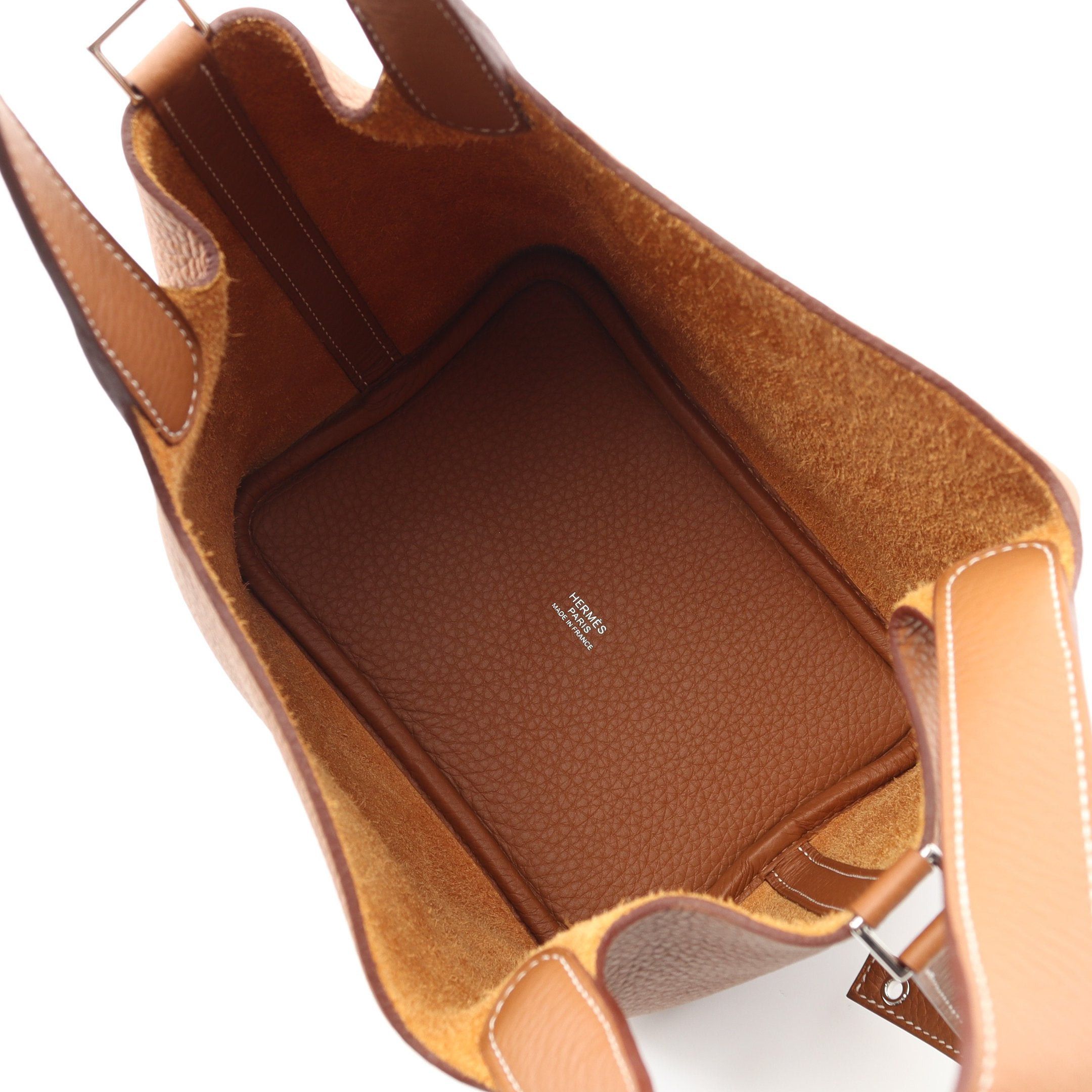 Hermes Hermes Picotan Lock Pm Gold Handbag Clemence Leather Light Brown Silver Hardware Double Engraved Size ONE SIZE - 3 Thumbnail