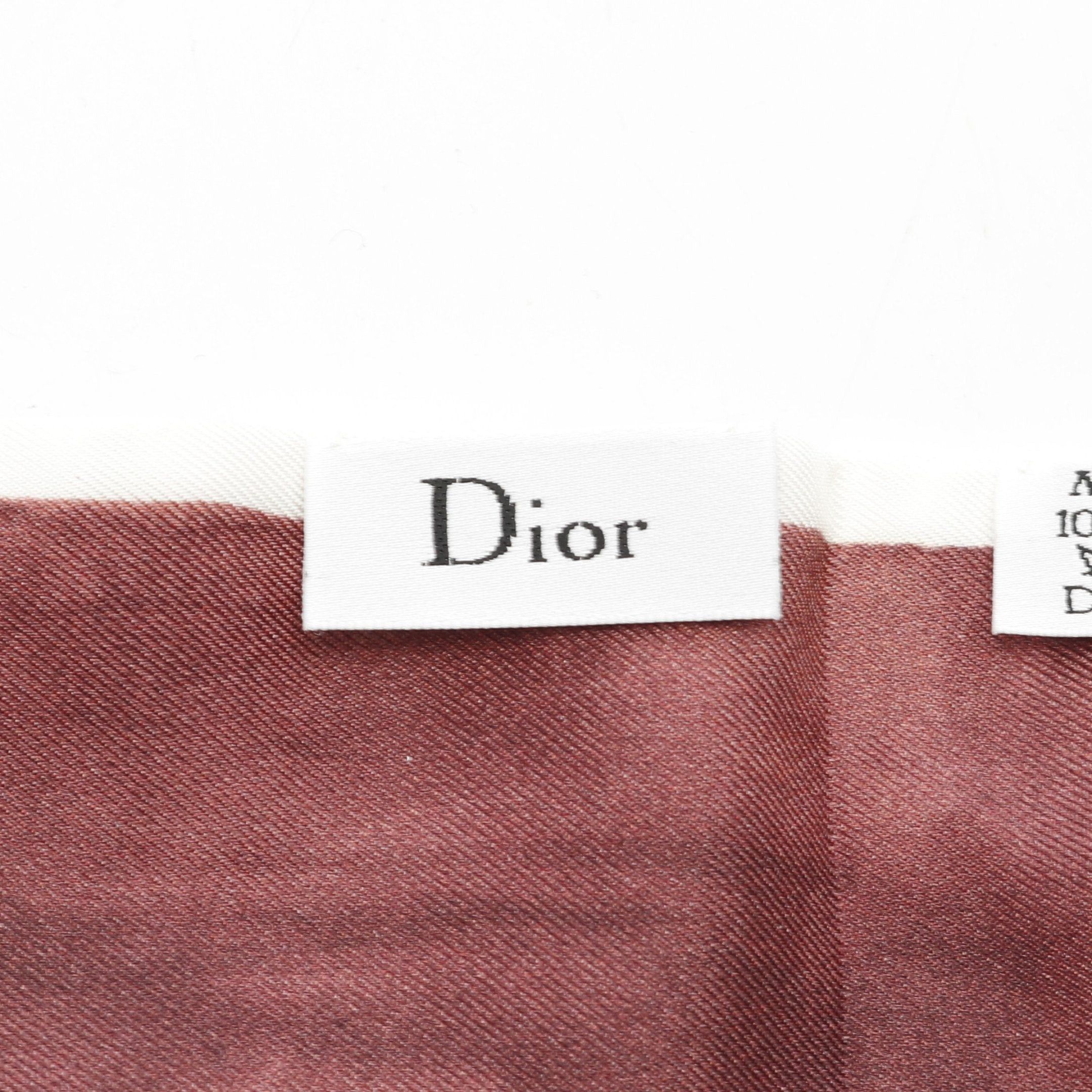Dior Dior Mitzah Scarf Silk Bordeaux White Size ONE SIZE - 2 Thumbnail