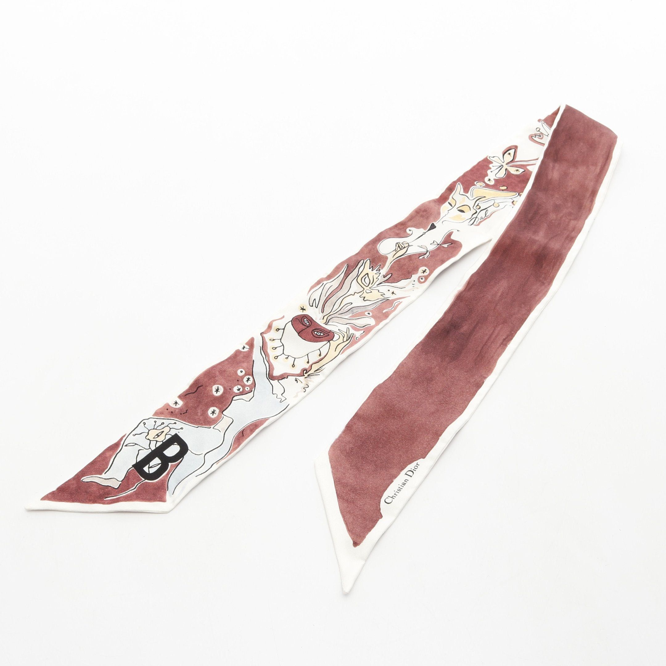 Dior Dior Mitzah Scarf Silk Bordeaux White Size ONE SIZE - 5 Thumbnail