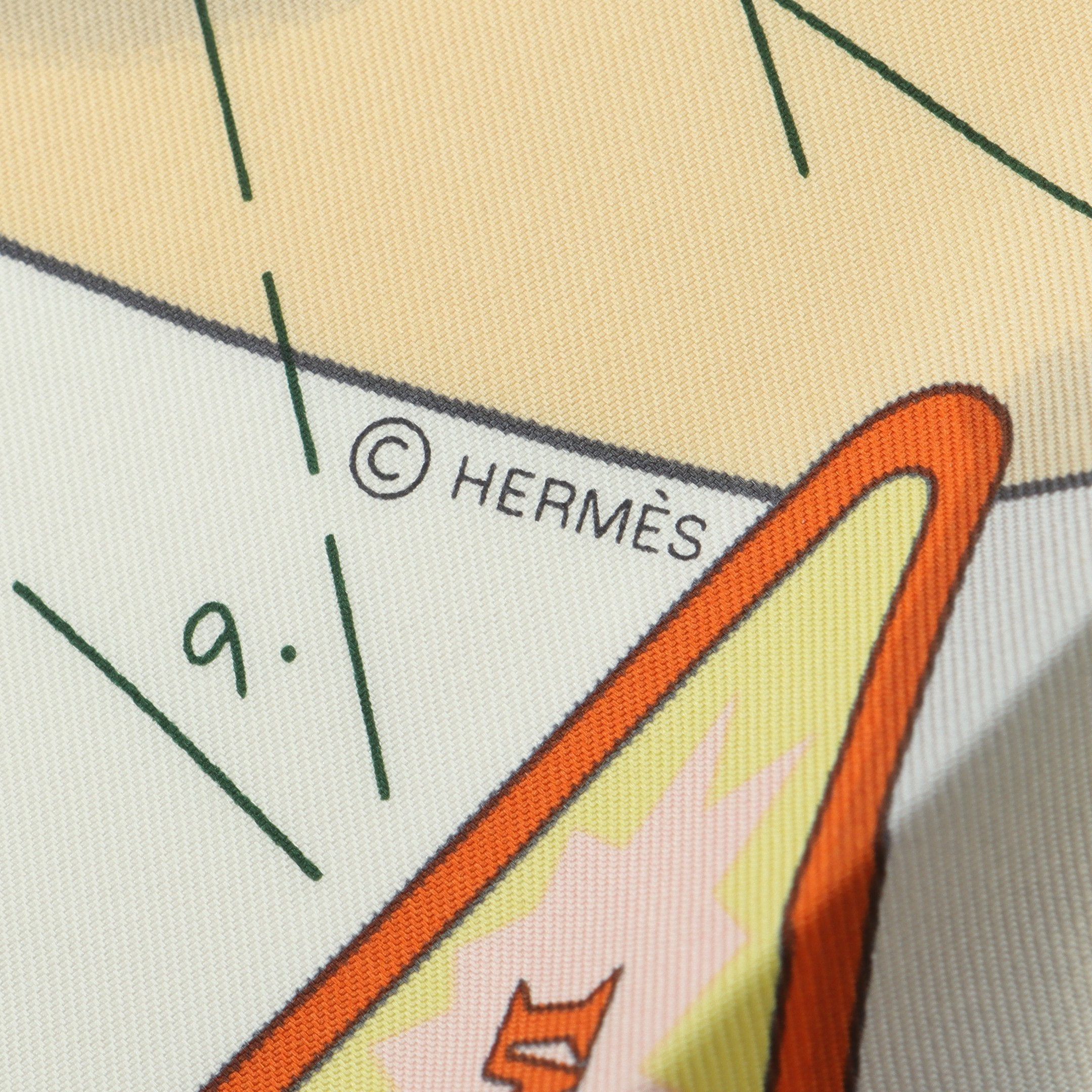 Hermes Hermes Carres 90 Tea For Two Scarf Silk Light Green Multicolor Size ONE SIZE - 2 Thumbnail