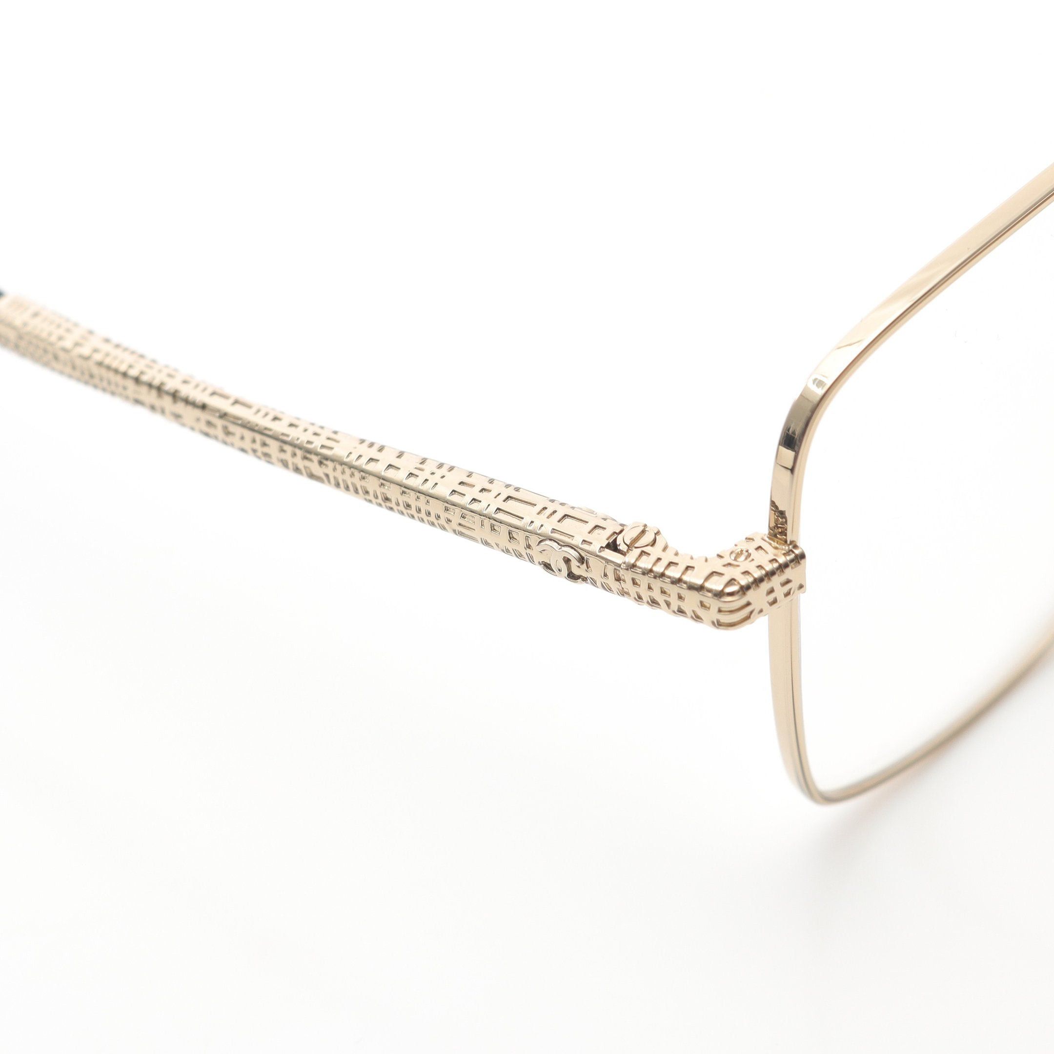 Chanel Chanel Square Shape Optical Glasses Gp Gold Black Non-Prescription Size ONE SIZE - 7 Thumbnail