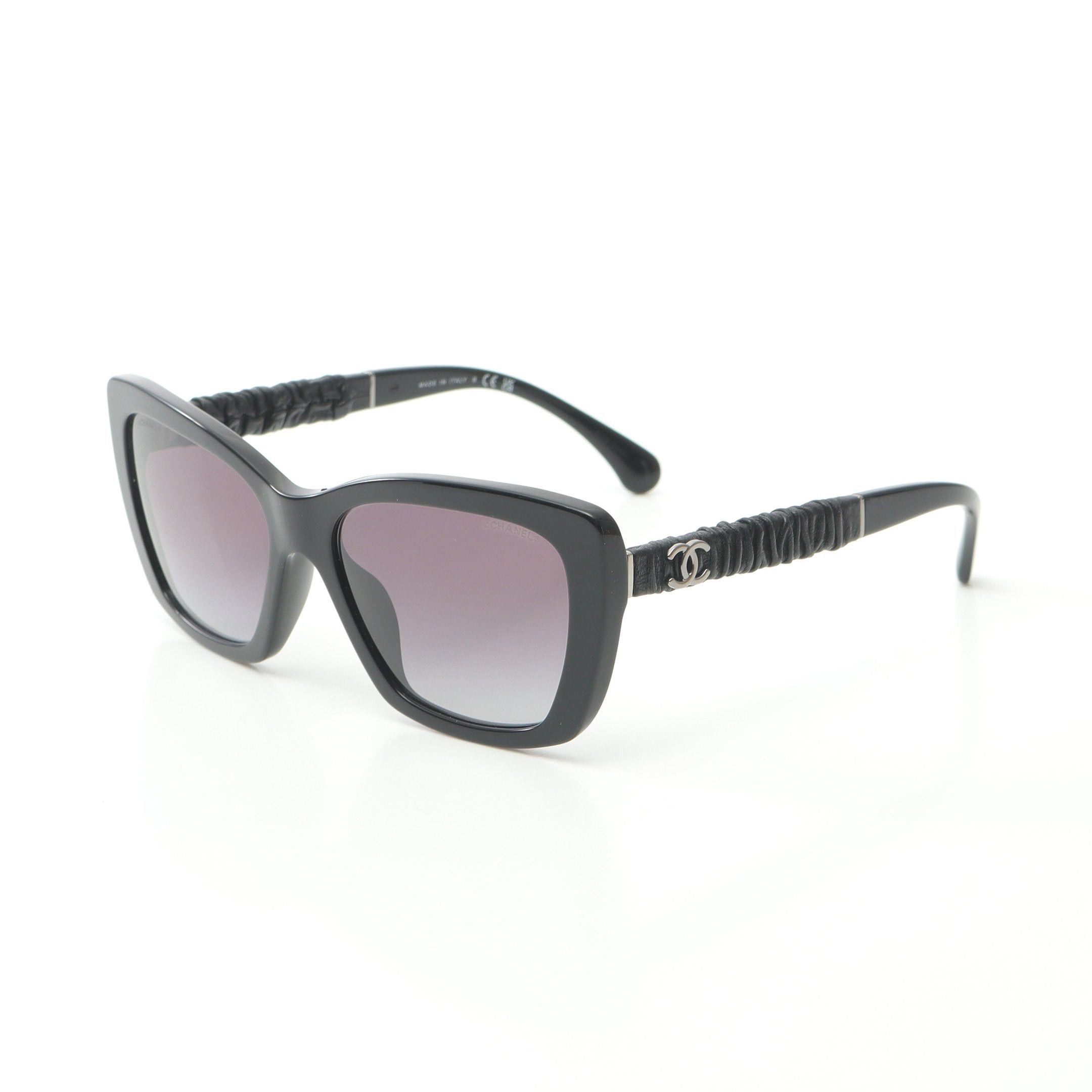 Chanel Chanel Coco Mark Sunglasses Gather Leather Black Gradient Lens Size ONE SIZE - 2 Thumbnail