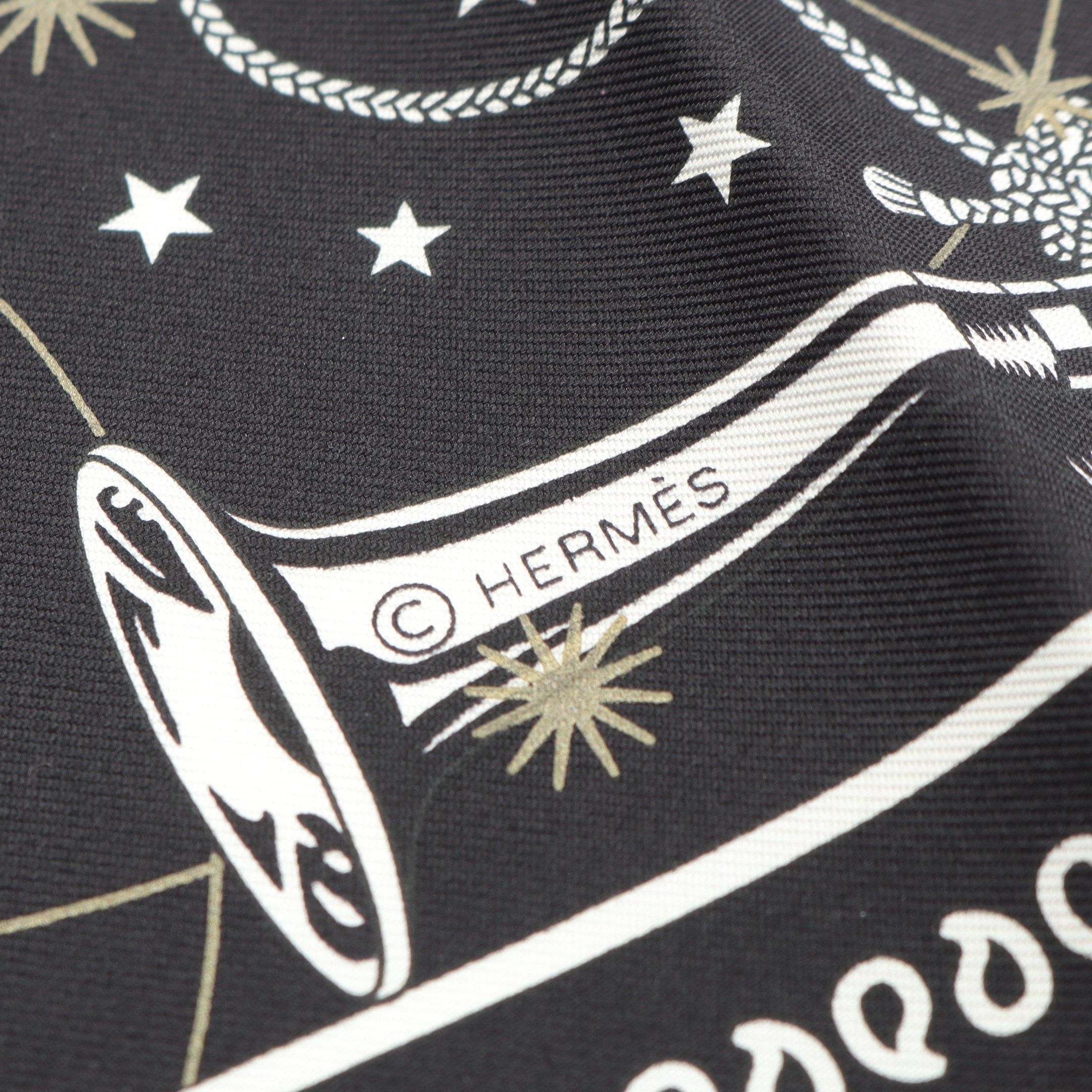 Hermes Hermes Carres 55 Silk Bandana Chorus Stellarum Scarf Black White Size ONE SIZE - 2 Thumbnail