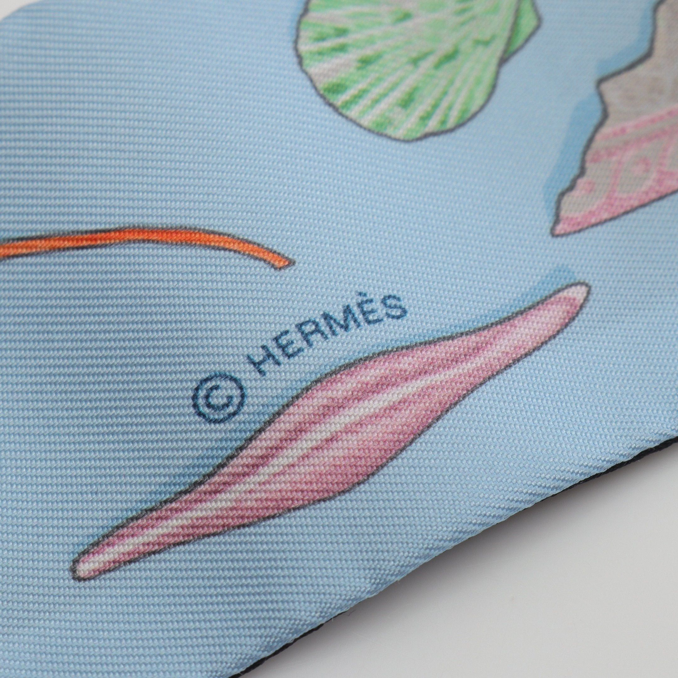 Hermes Hermes In The Pocket Ribbon Scarf Silk Black Light Blue Multicolor Size ONE SIZE - 2 Thumbnail