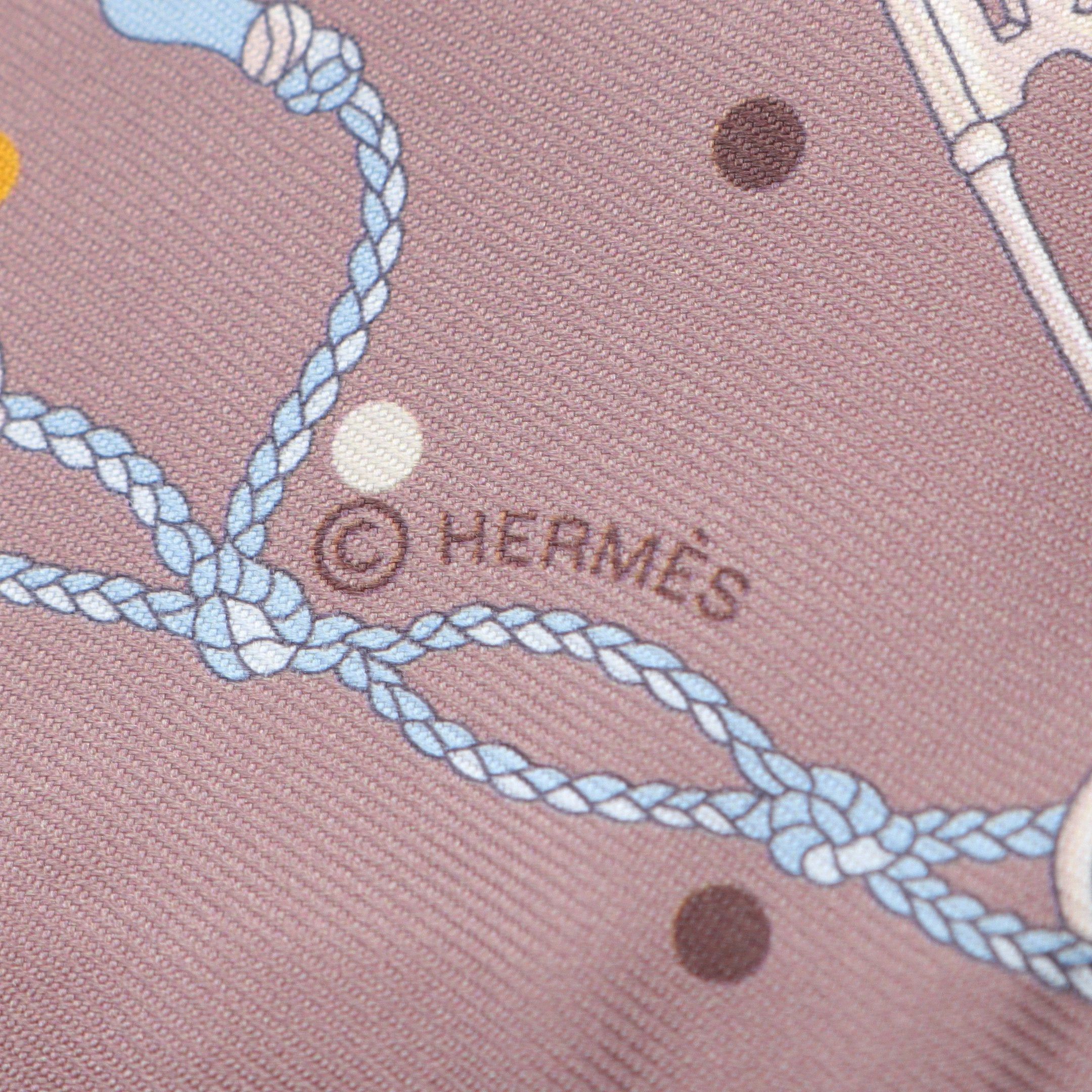 Hermes Hermes Twilly Les Cles A Pois Ribbon Scarf Silk Gray Brown Multicolor Size ONE SIZE - 2 Thumbnail