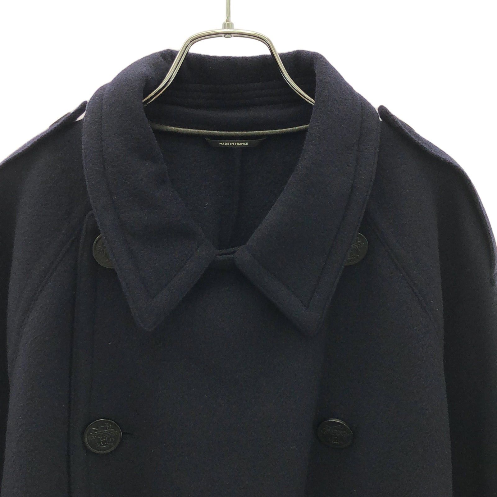 Hermes Hermes Coat Trench Cashmere Navy Size ONE SIZE - 3 Thumbnail